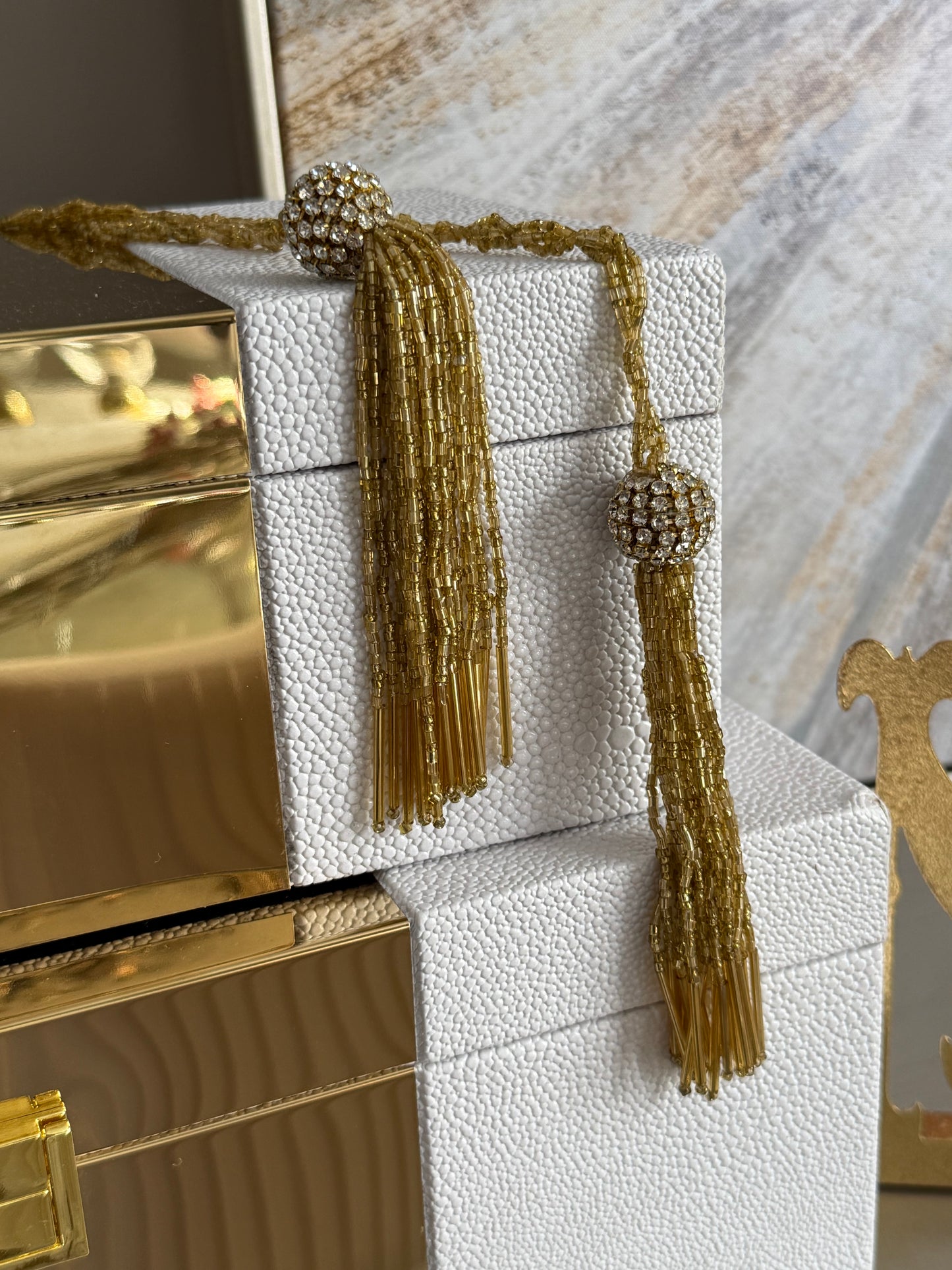 Gold Beaded Garland with Tassels