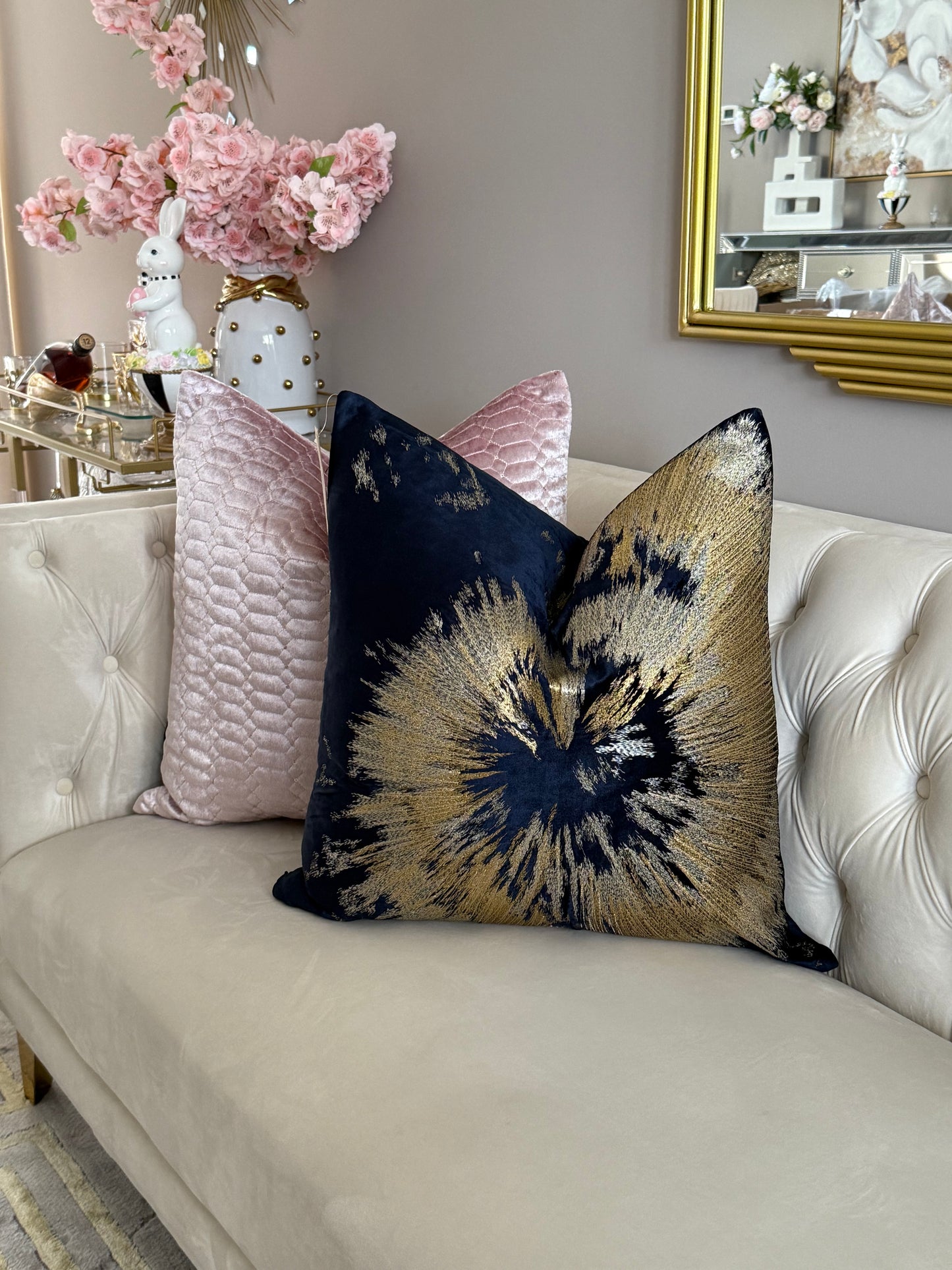 Starburst Velvet Navy Pillow