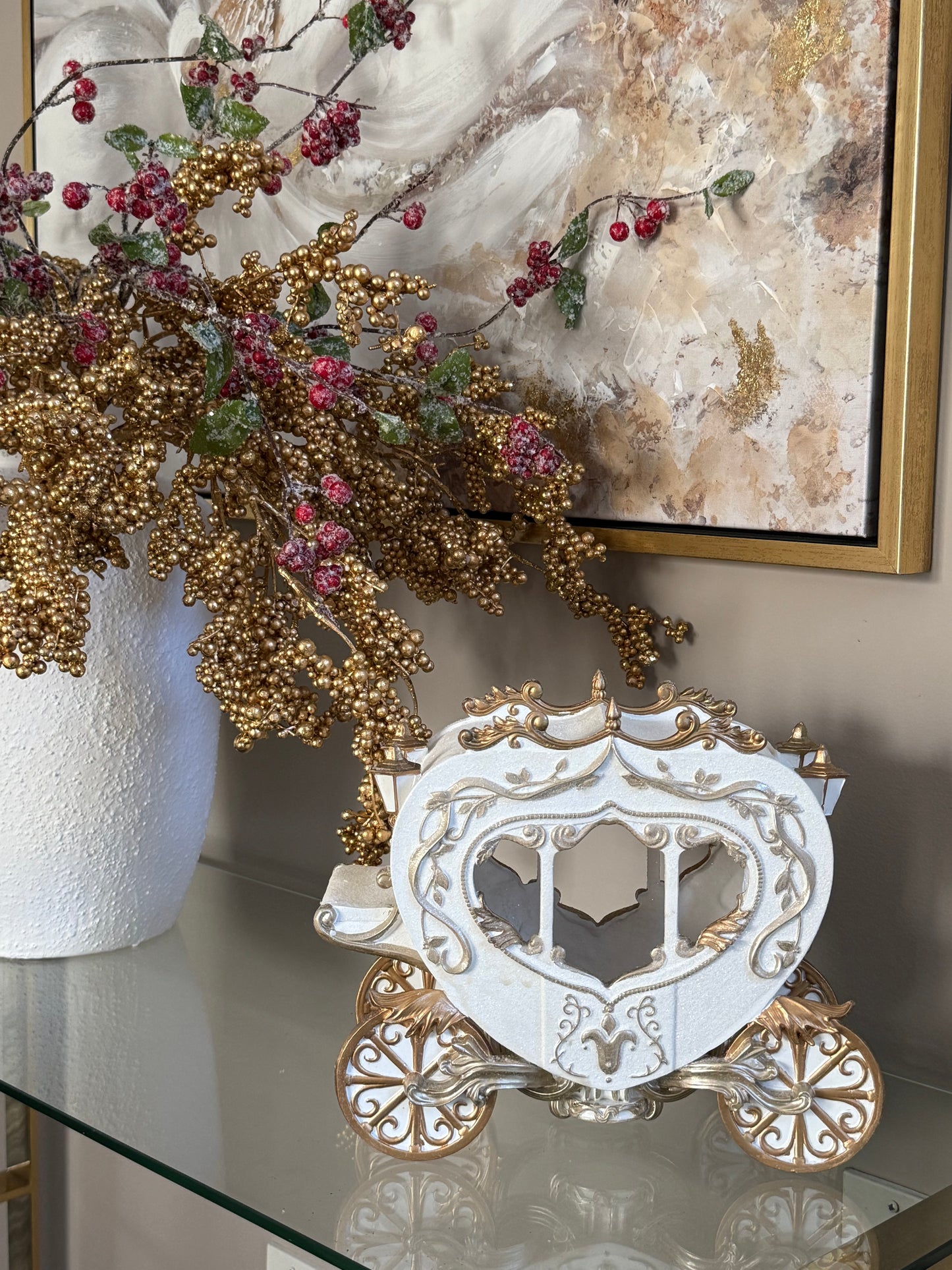 12" White and Gold Carriage