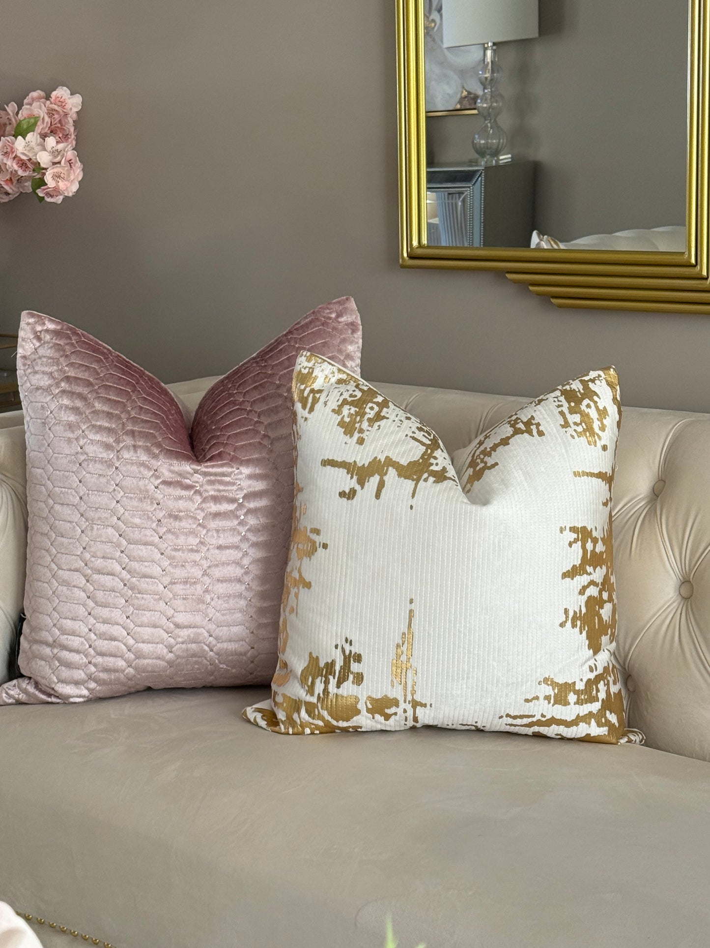 White And Gold Foil Pillow