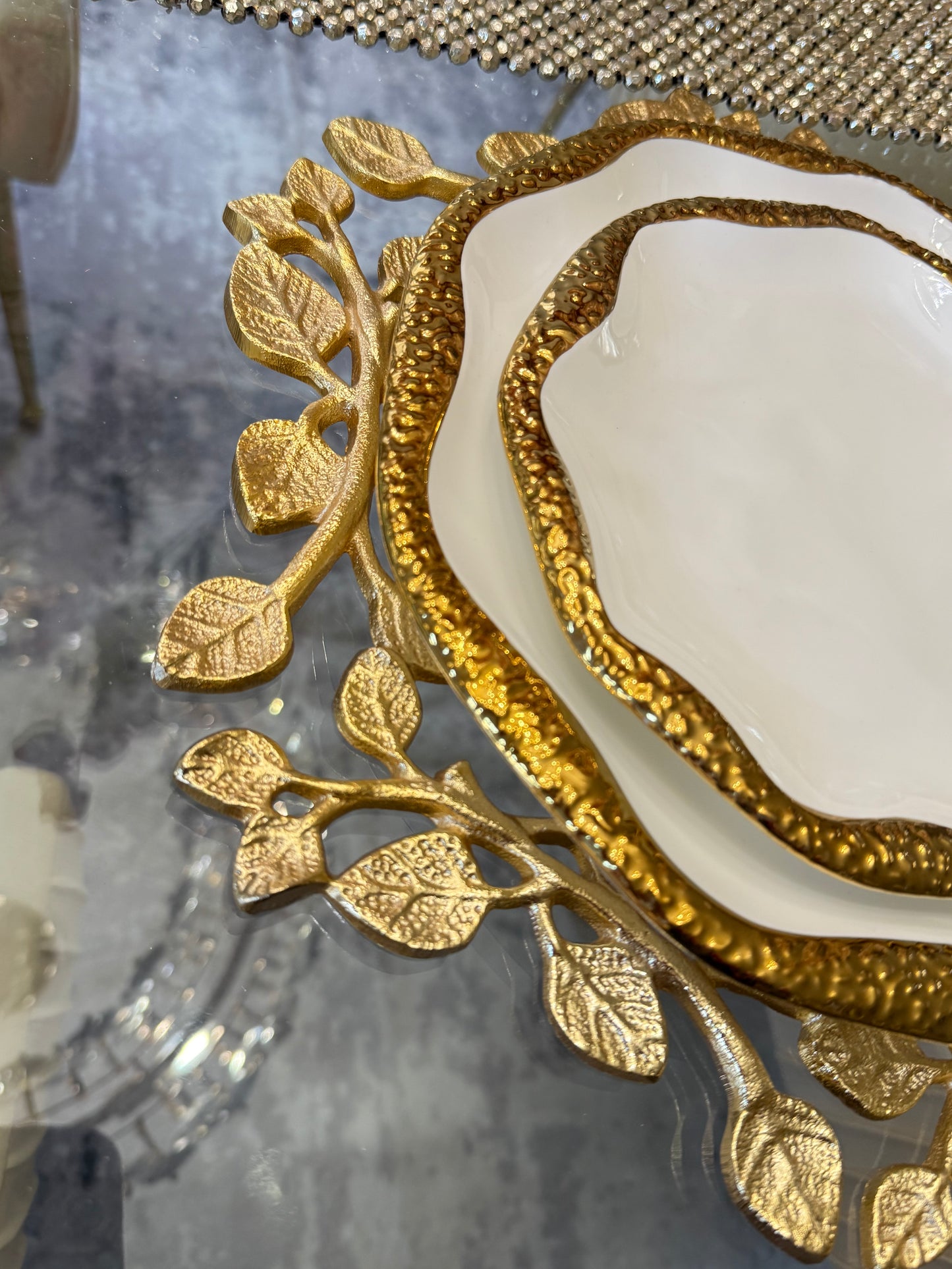 Set of Two Metal Gold Crowns