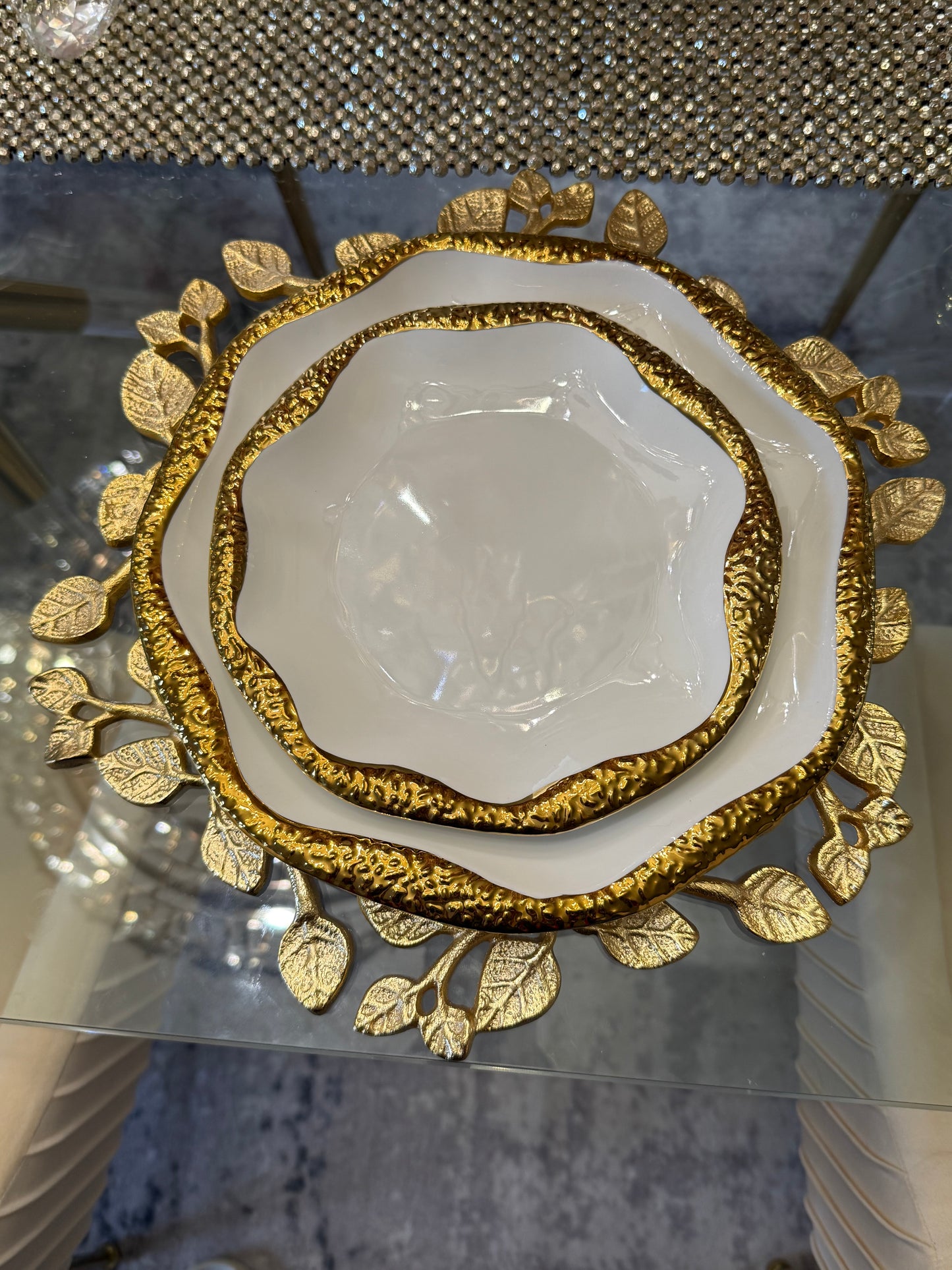 Set of Two Metal Gold Crowns