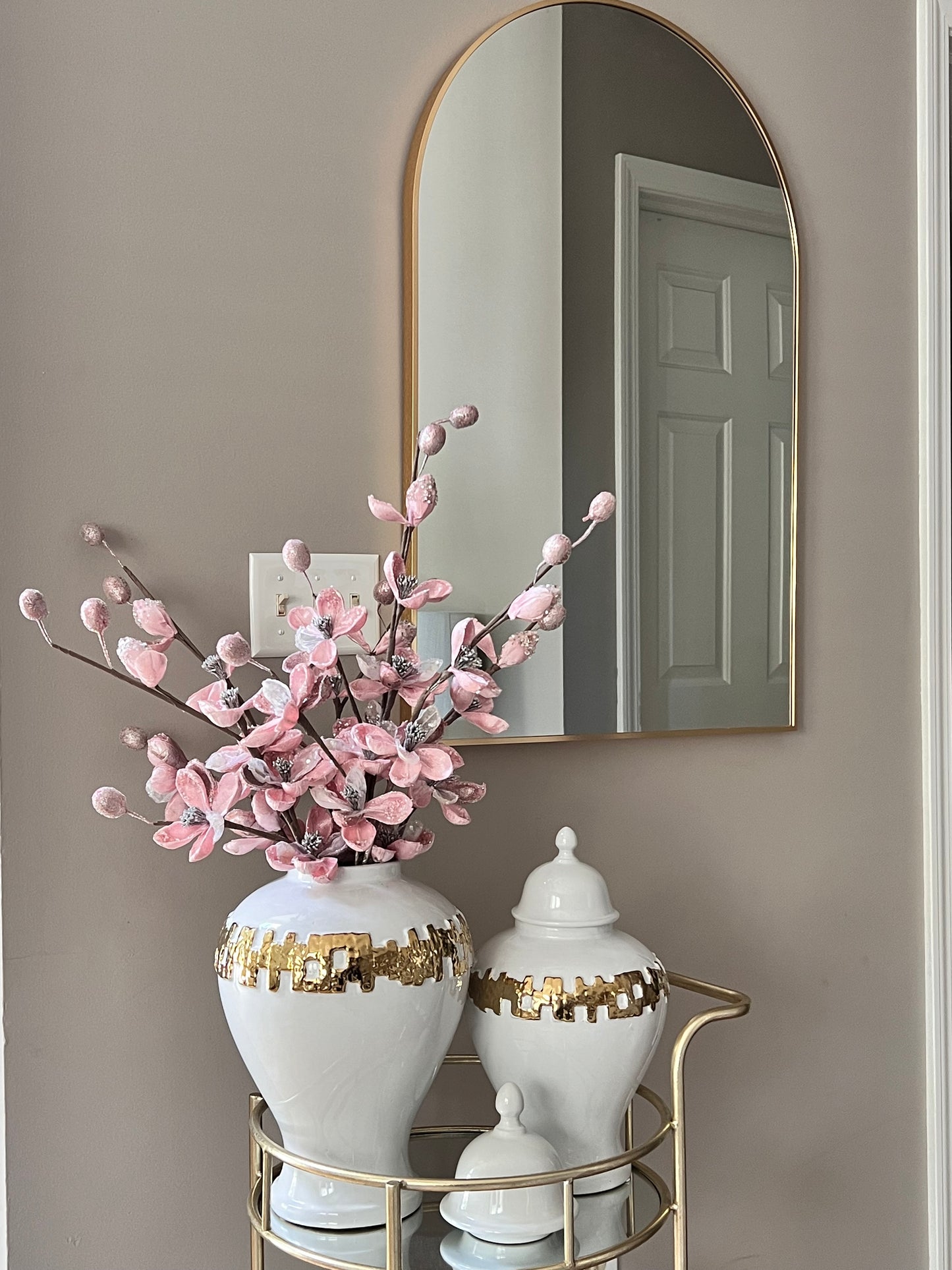 Set Of 3 Christmas Blush Pink Stem