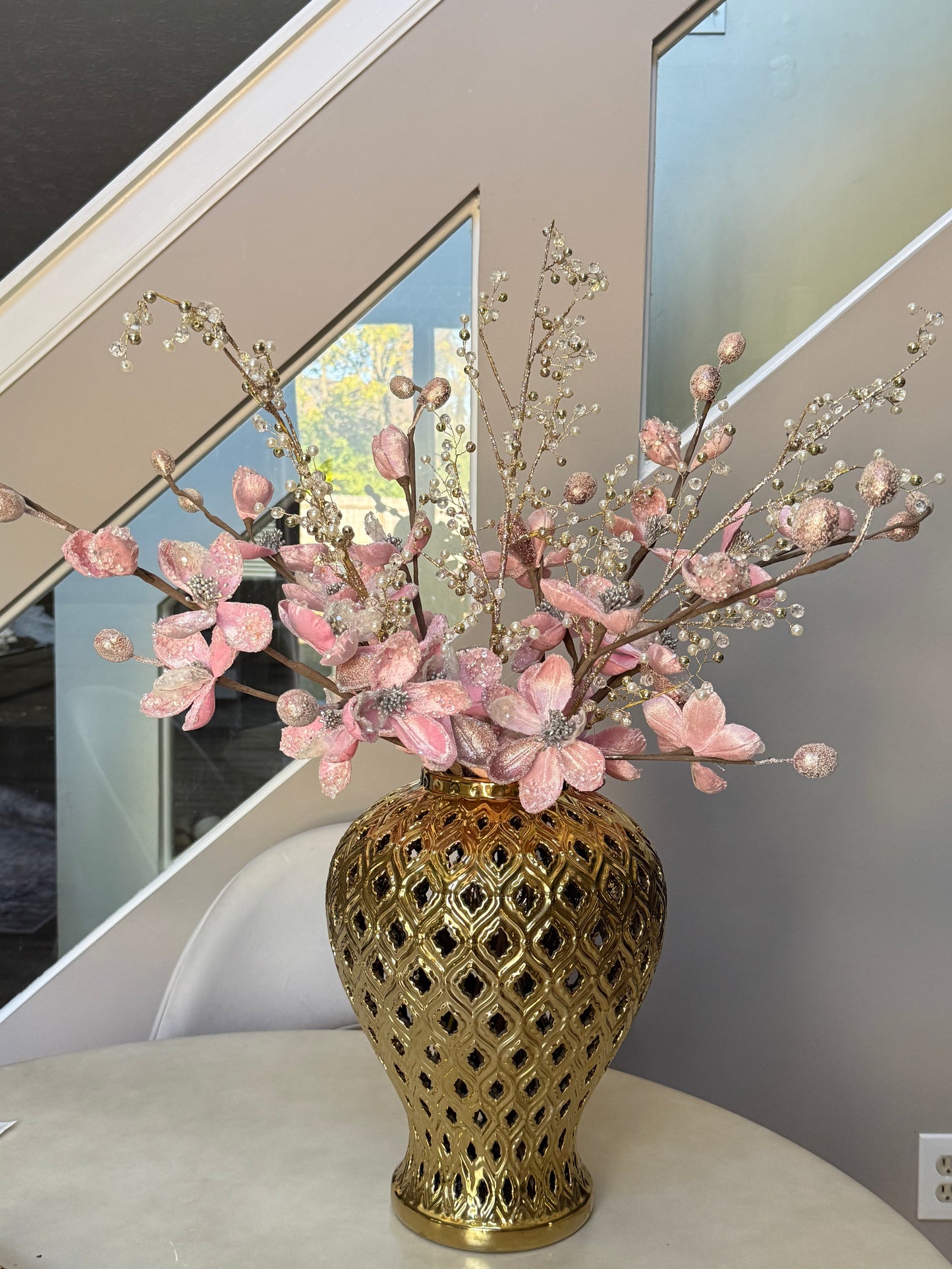 Set Of 3 Pink Christmas Stems