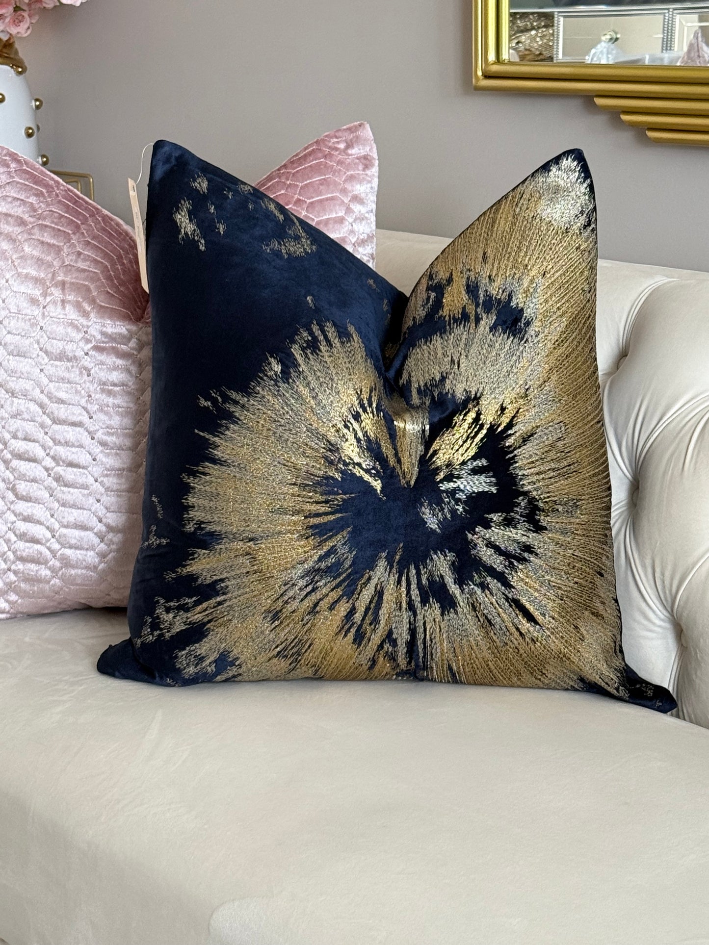 Starburst Velvet Navy Pillow