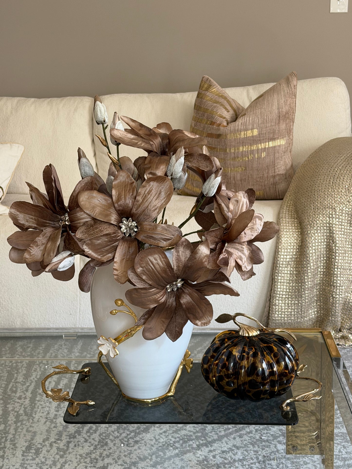 Diamond Velvet Magnolia Brown Set of 3.