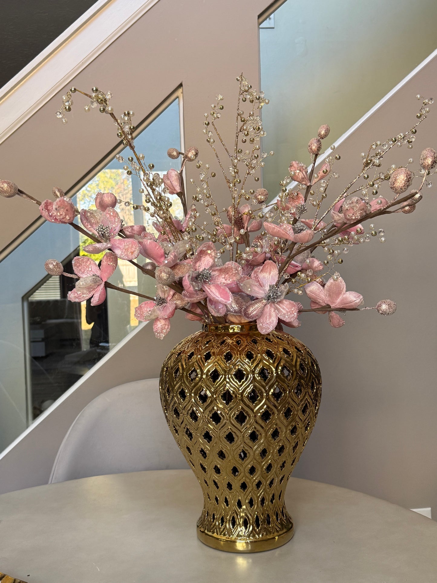 Set Of 3 Pink Christmas Stems