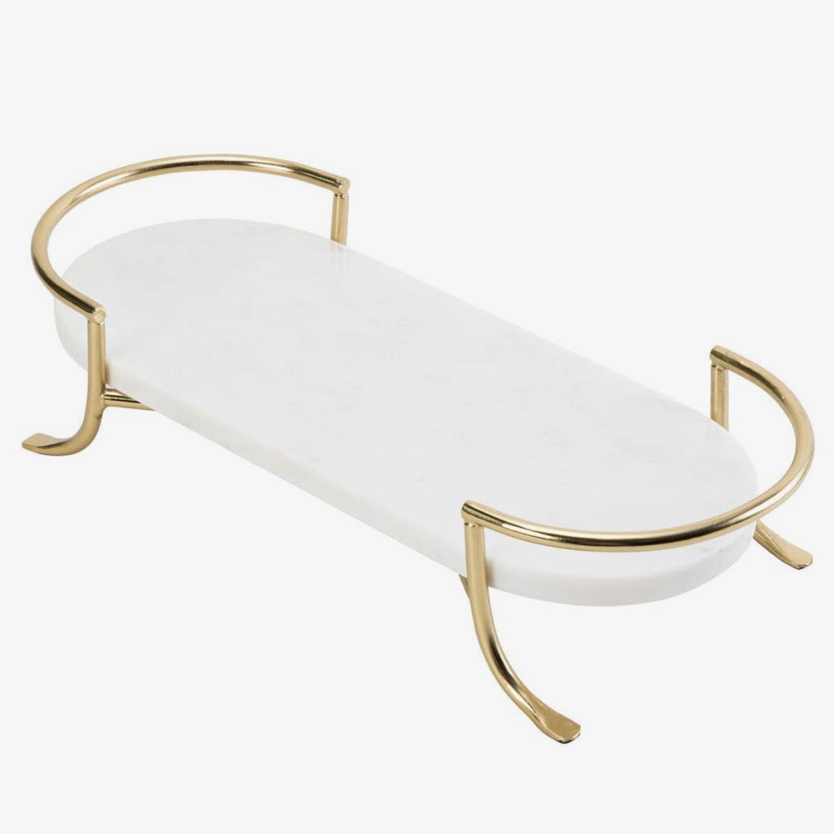 Oval Marble Tray With Gold Stand