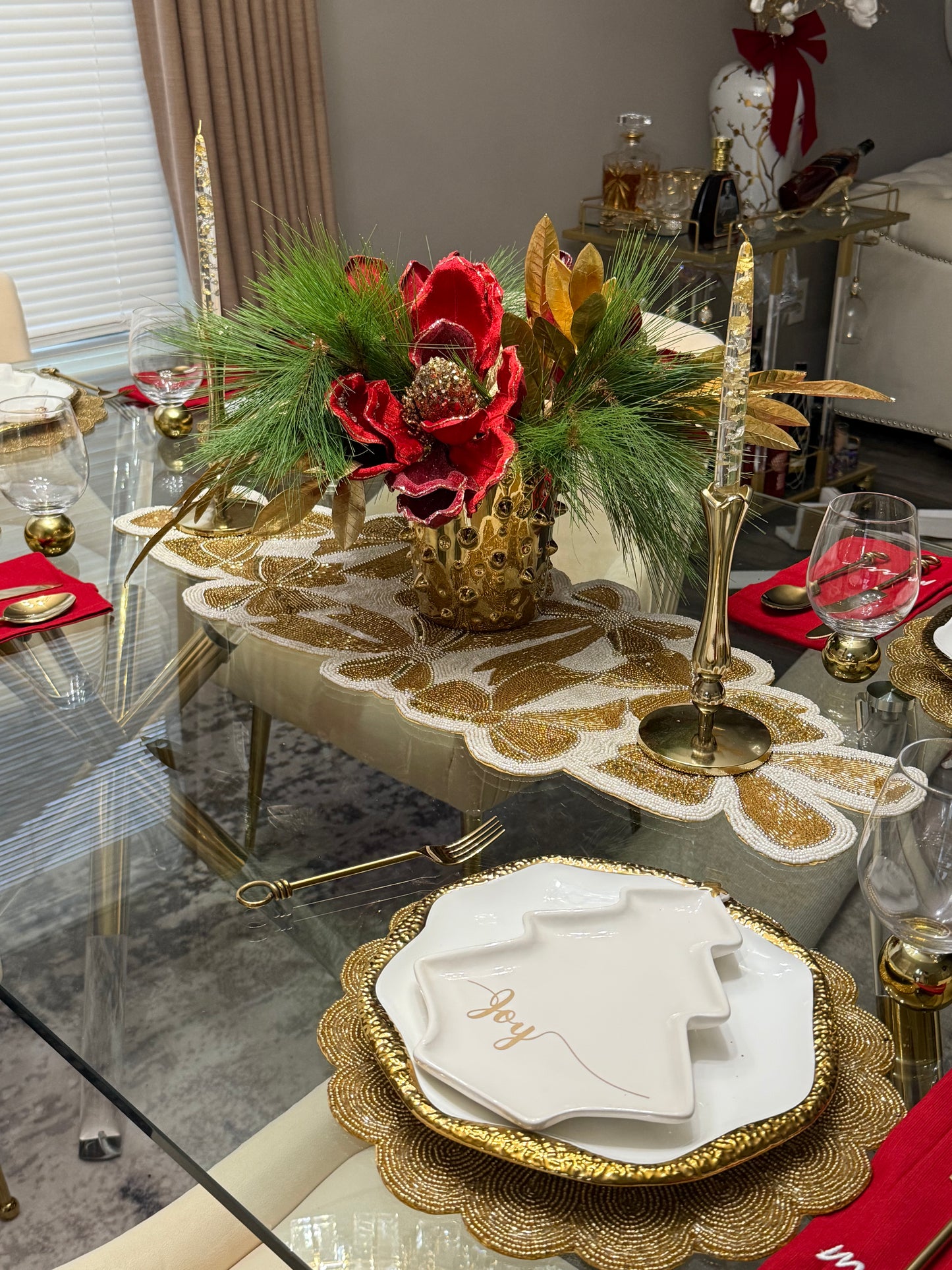 Beaded Bow Table Runner