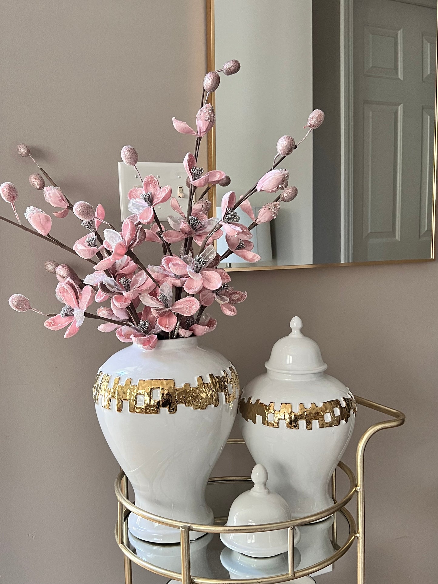 Set Of 3 Christmas Blush Pink Stem