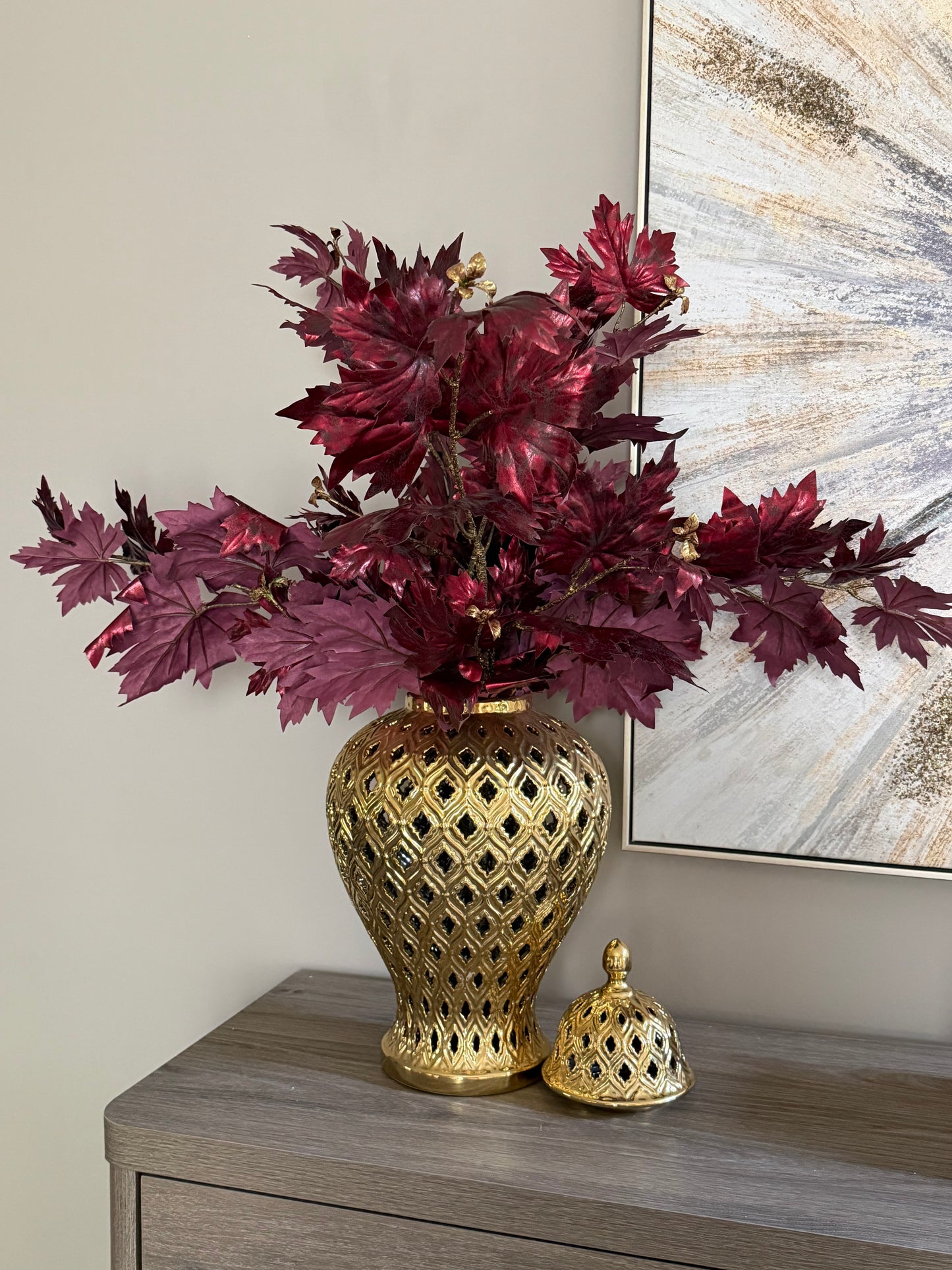 Maple Leaf Branch Autumn Burgundy