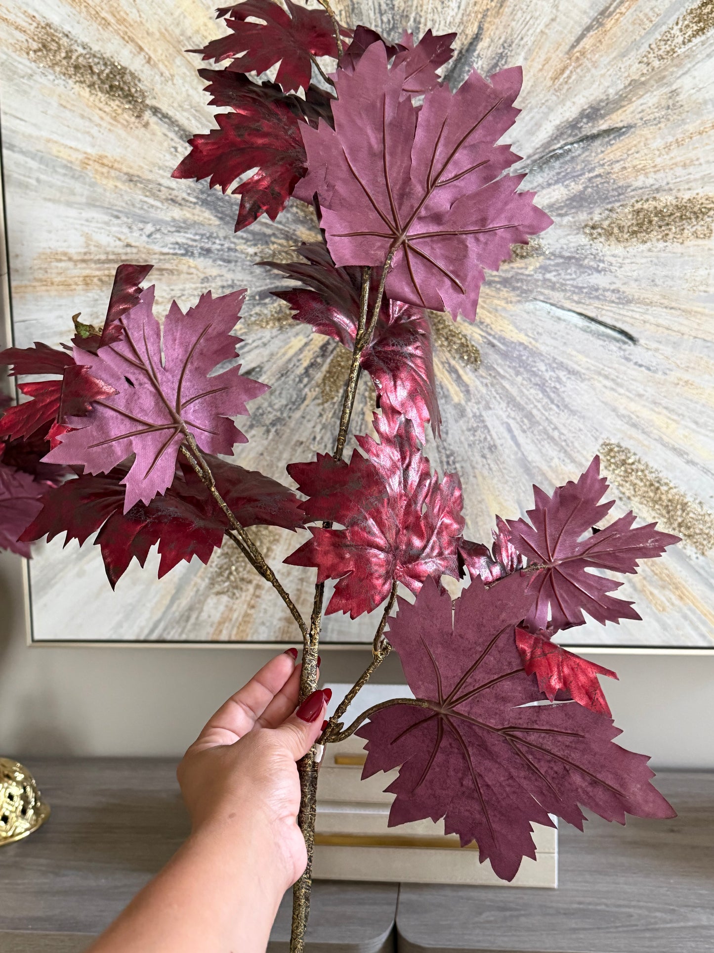 Maple Leaf Branch Autumn Burgundy