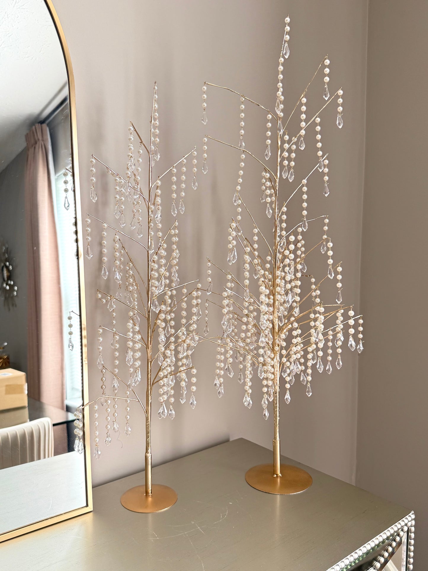 Set of 2 Dripping Pearls Christmas Tree.