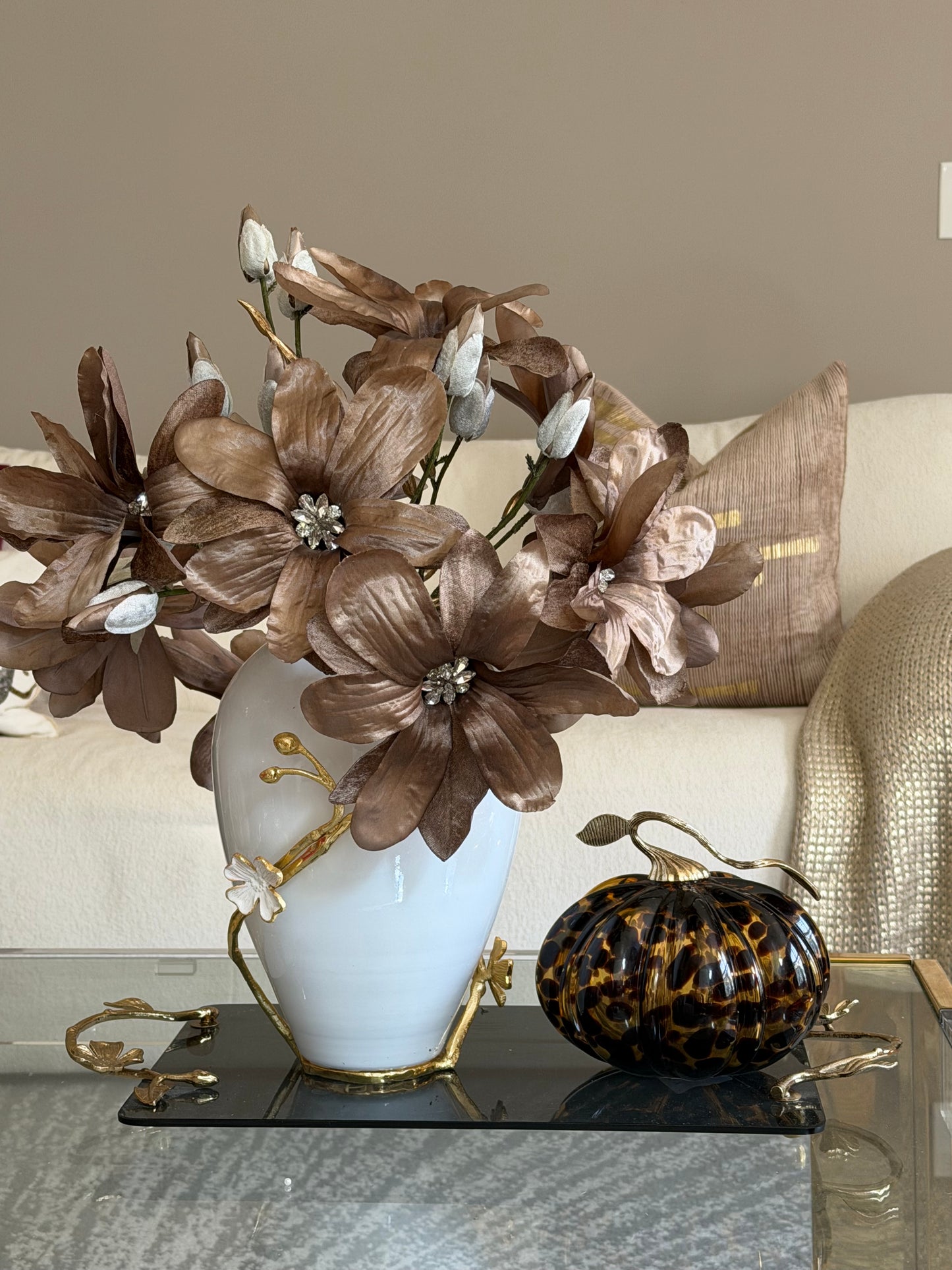 Diamond Velvet Magnolia Brown Set of 3.