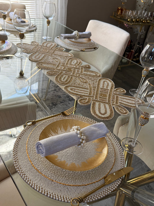 Gold Beaded Table Runner