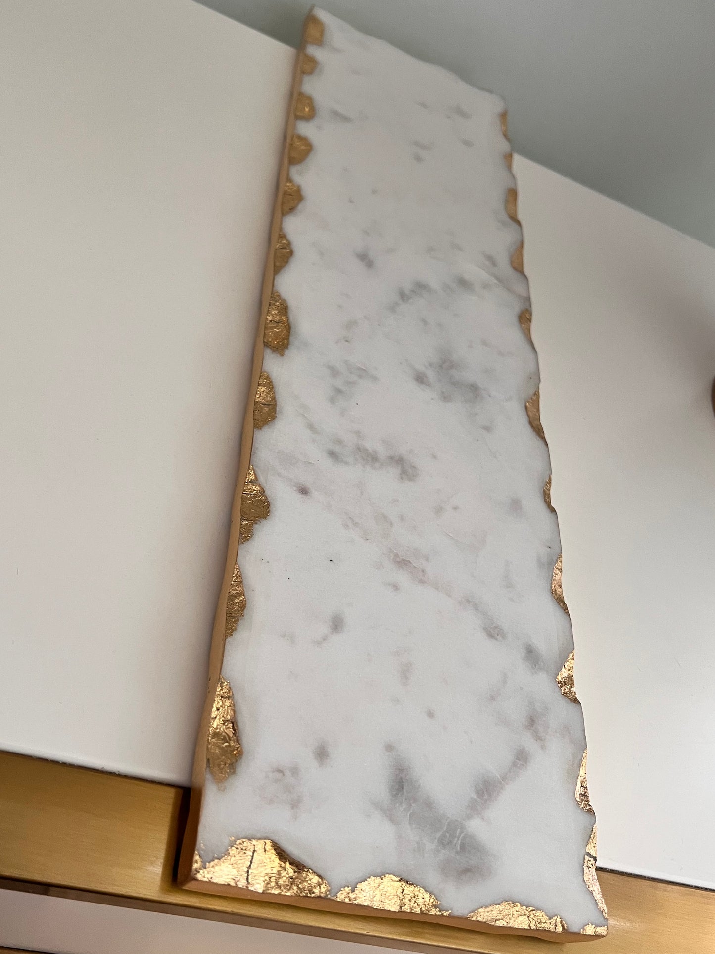 Marble Rectangular tray with Gold Edge