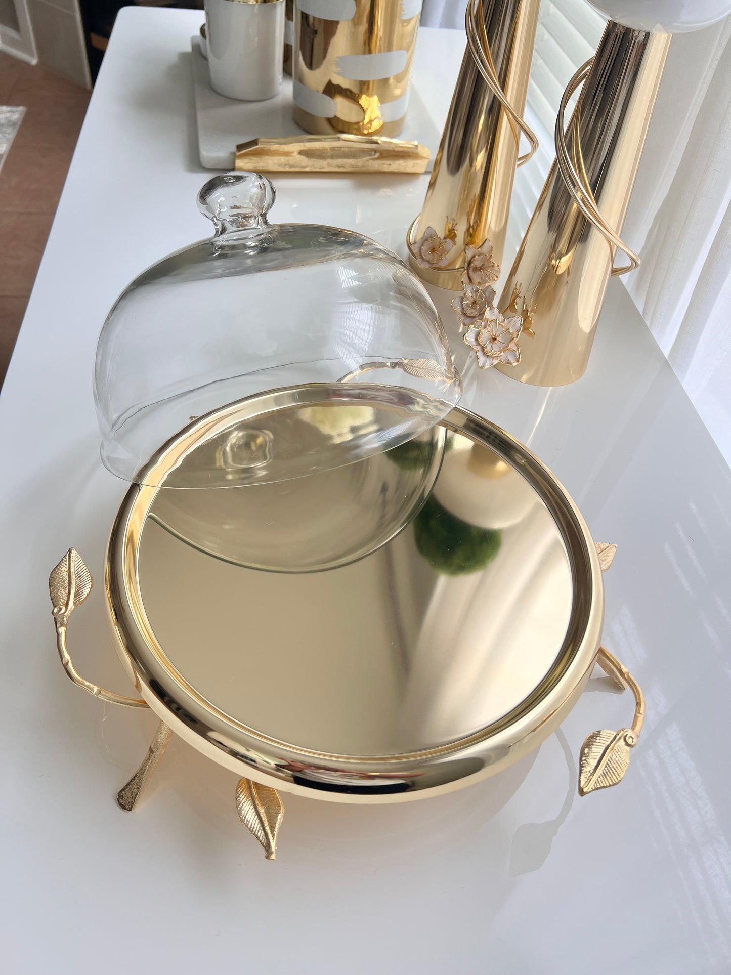 Cake Plate Gold Leaf Detailed