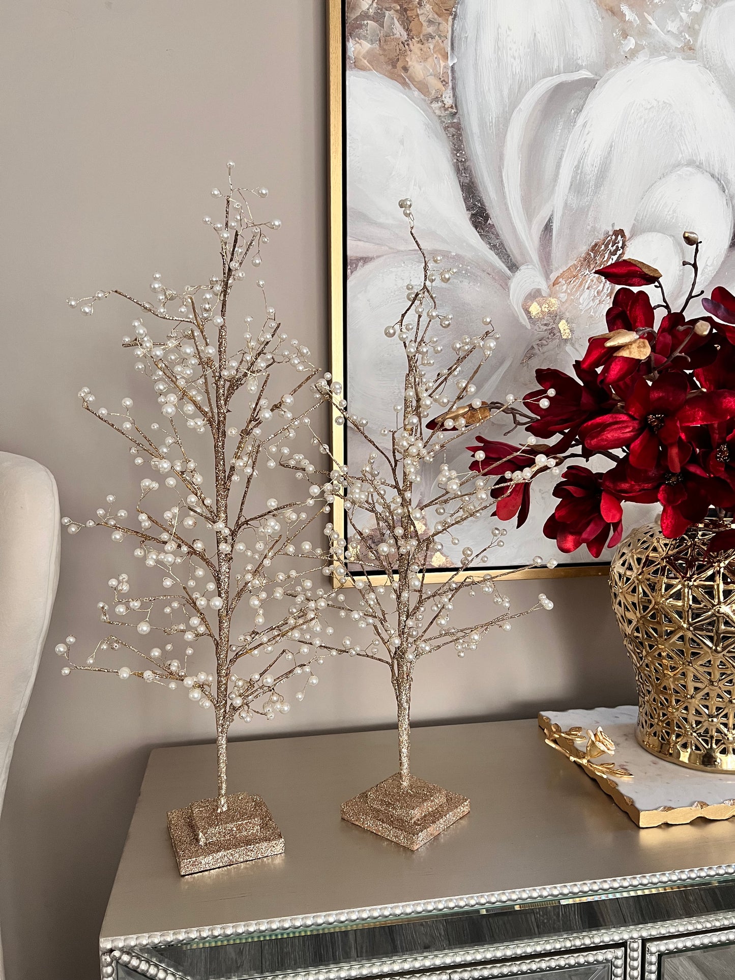 Pearls Christmas Tree Set of Two