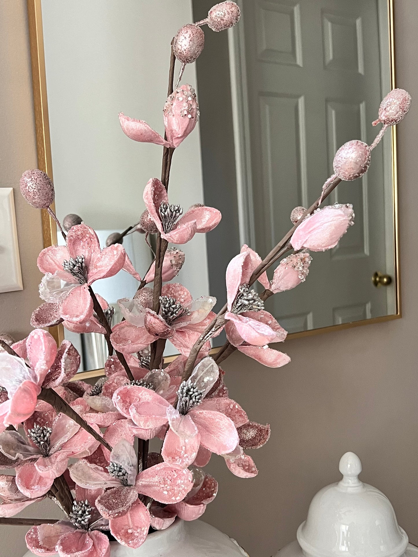 Set Of 3 Christmas  Blush Pink Stem