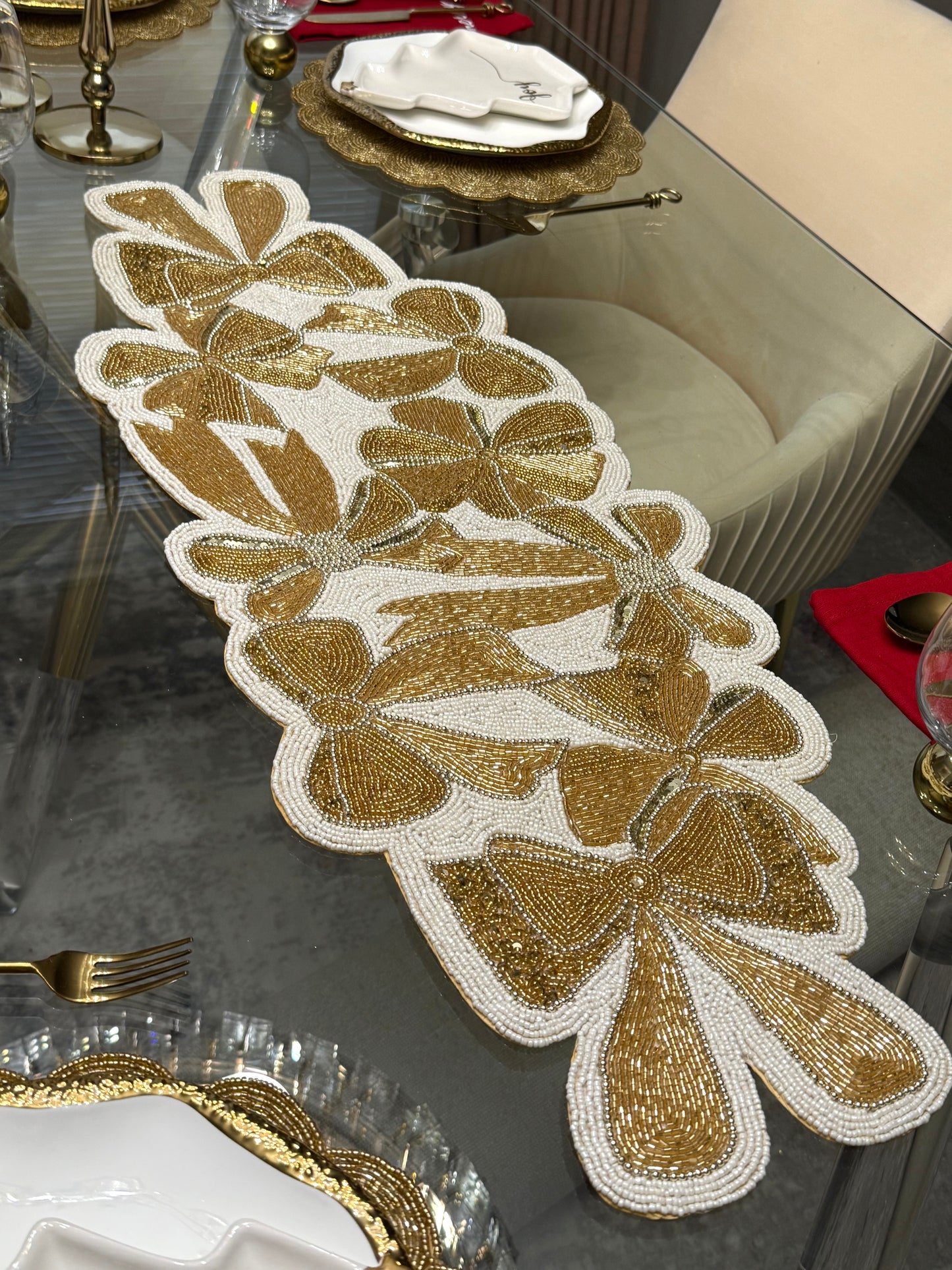 Beaded Bow Table Runner