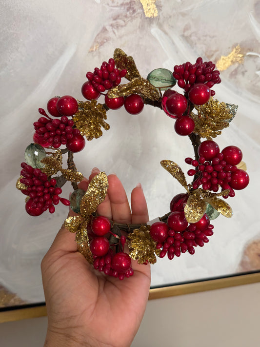 6” Red And Gold Candle Ring