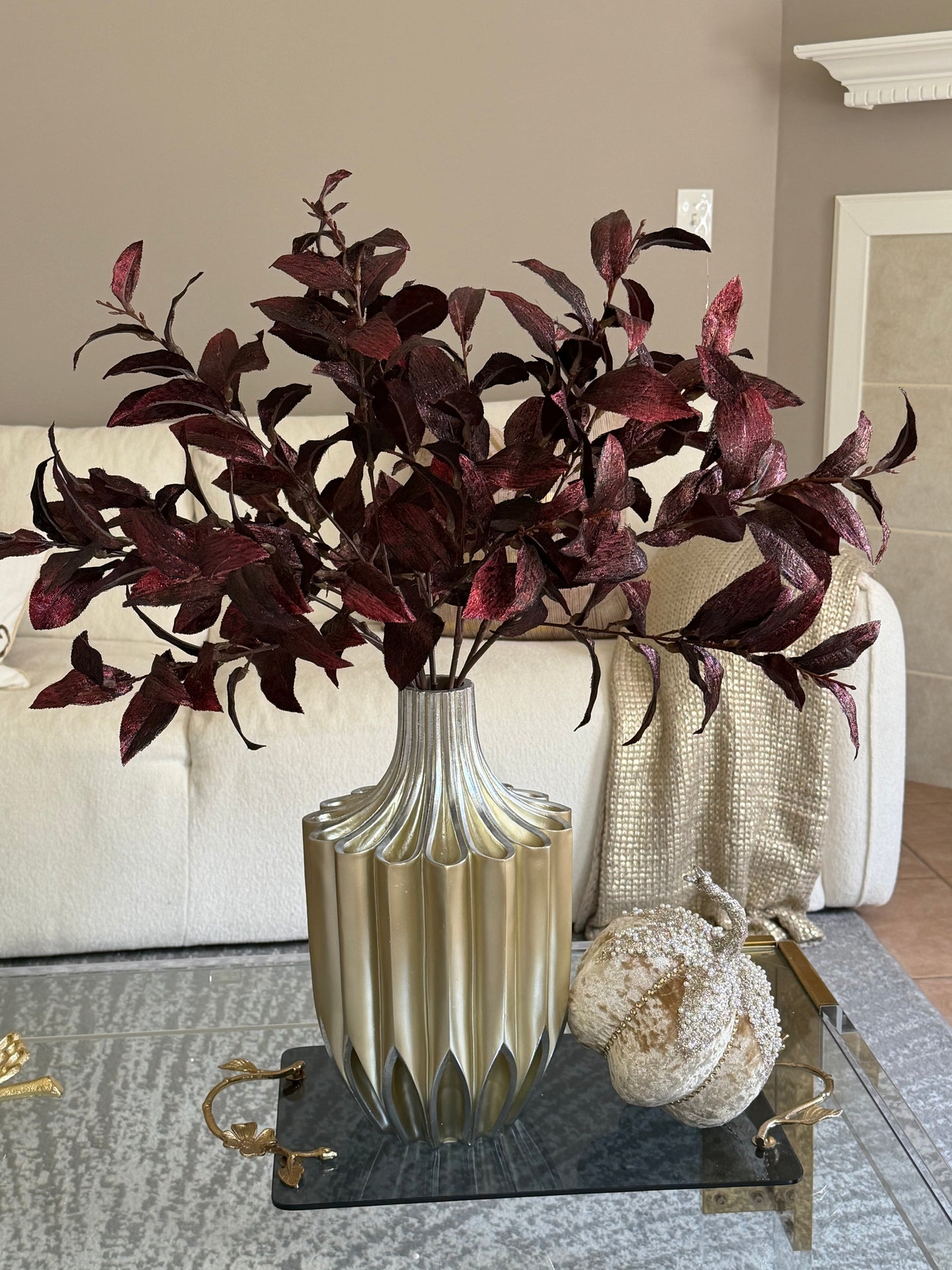 Set of 3 Burgundy Velvet Stems