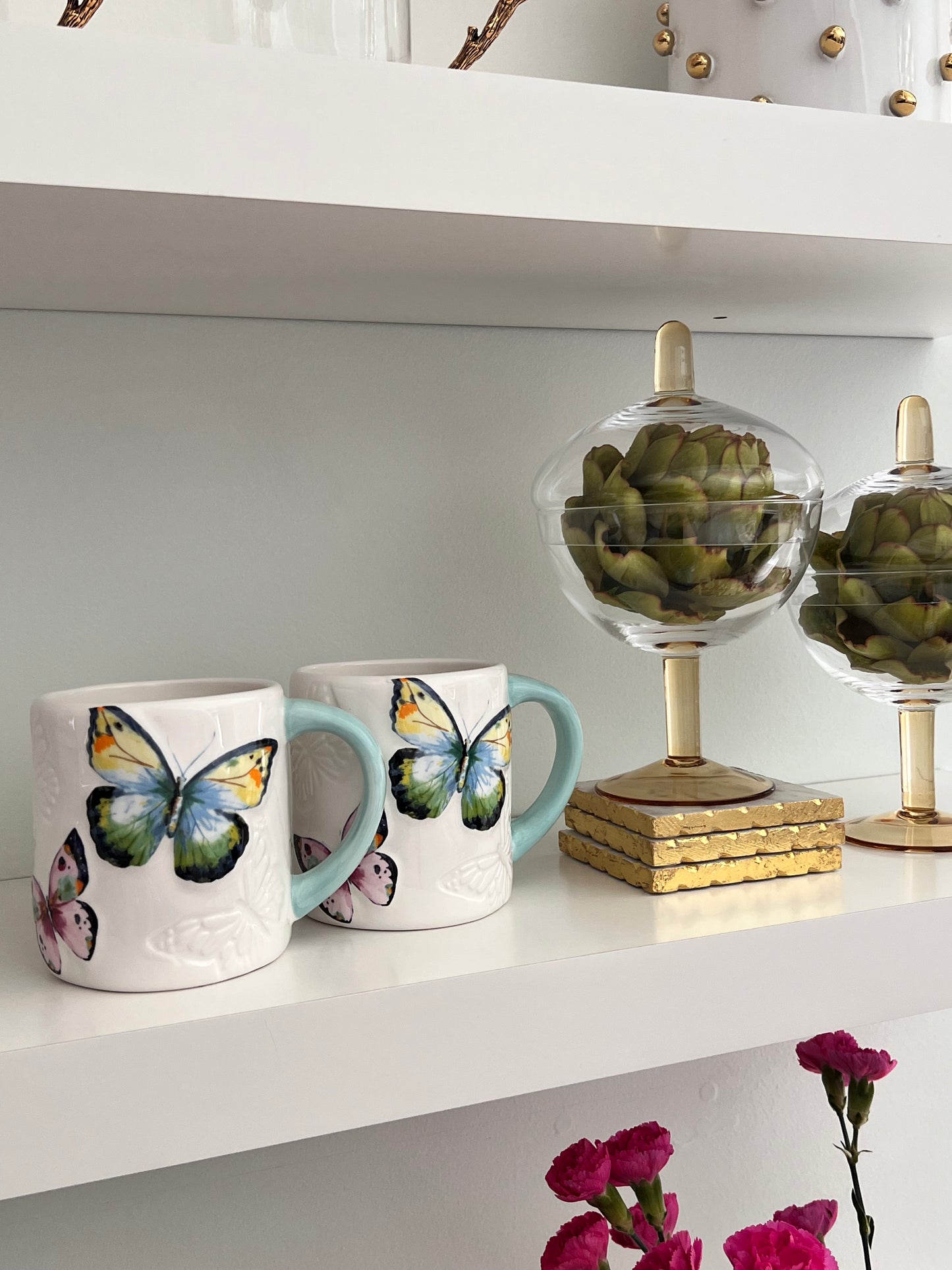 Set of two butterfly coffee mug