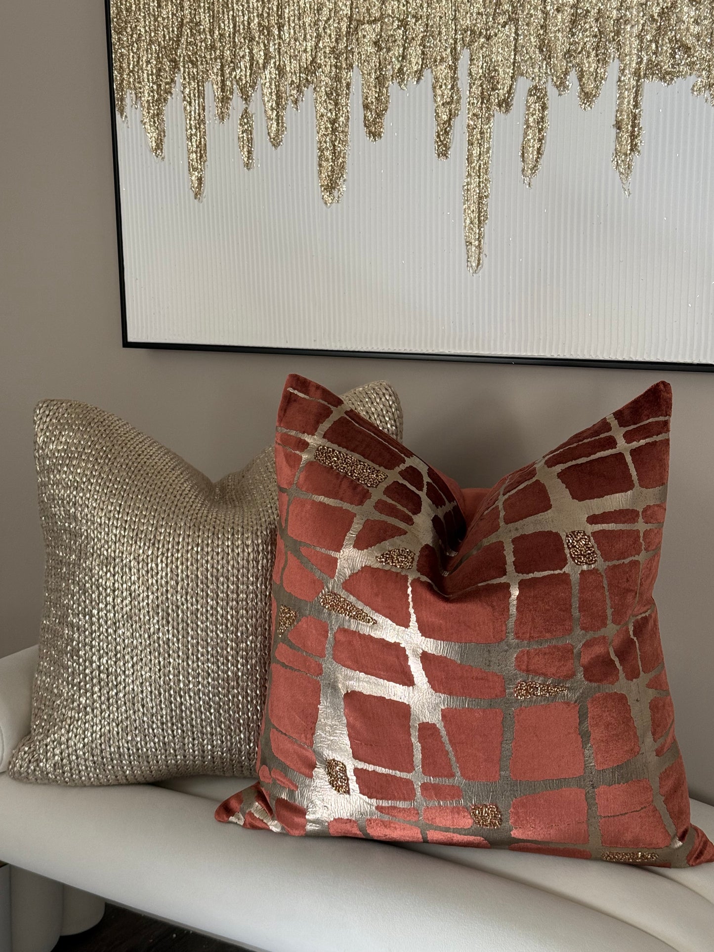 Abstract Rust Gold Pillow