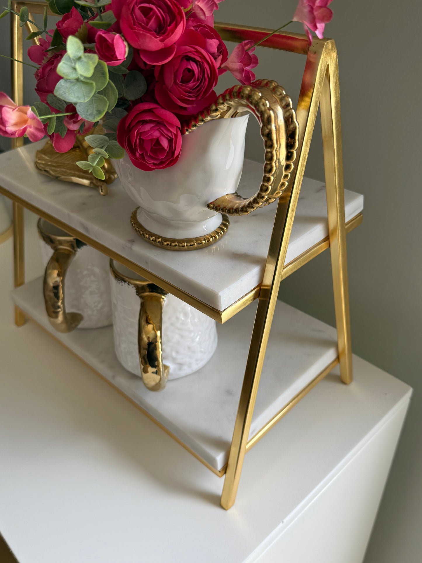 Marble And Gold Two Tier Stand