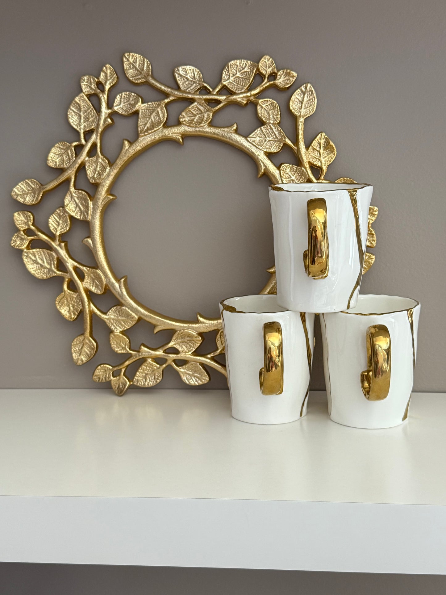 Set of Two Metal Gold Crowns