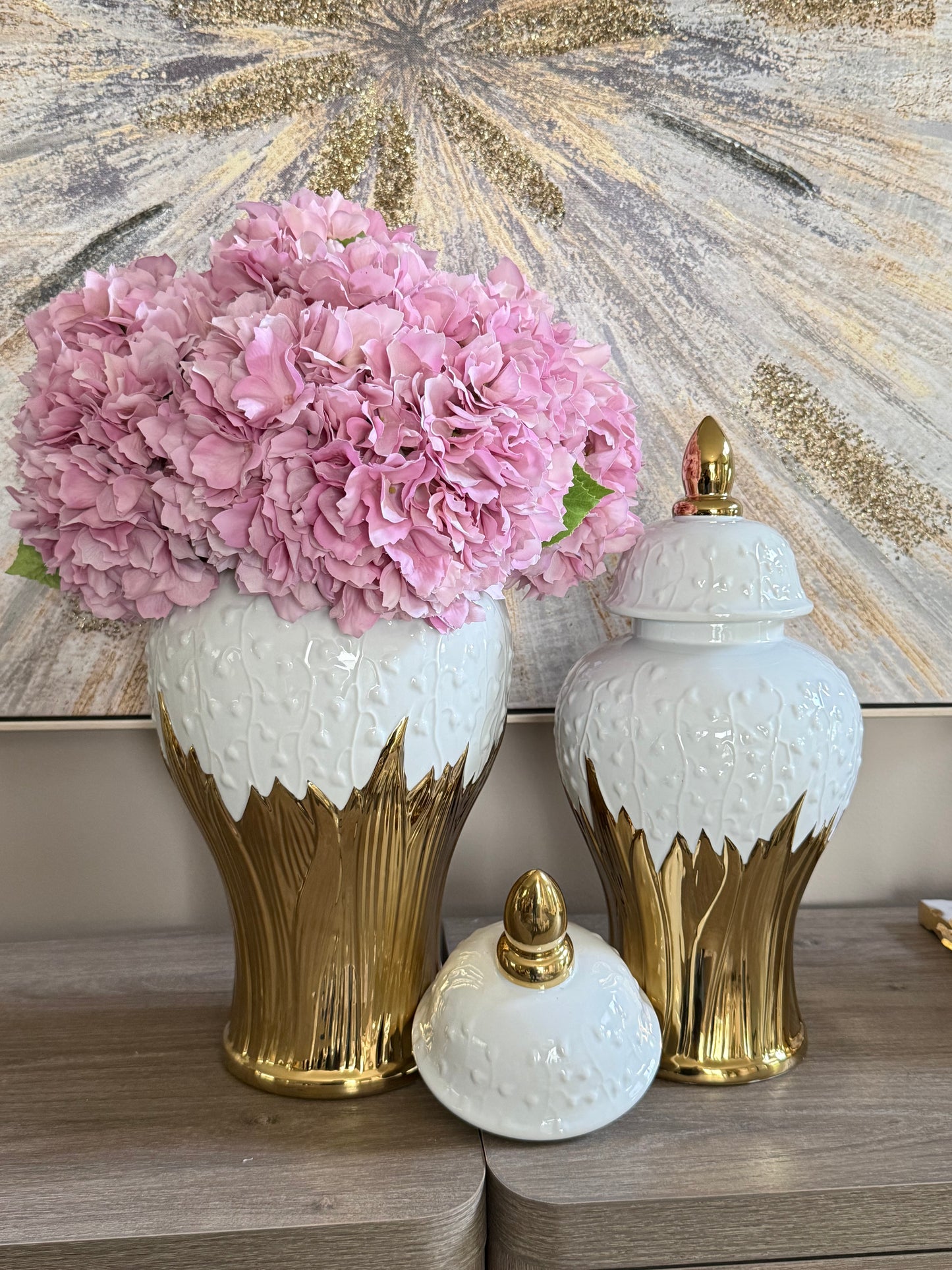 White and Gold Ginger jar Large (2 size available)