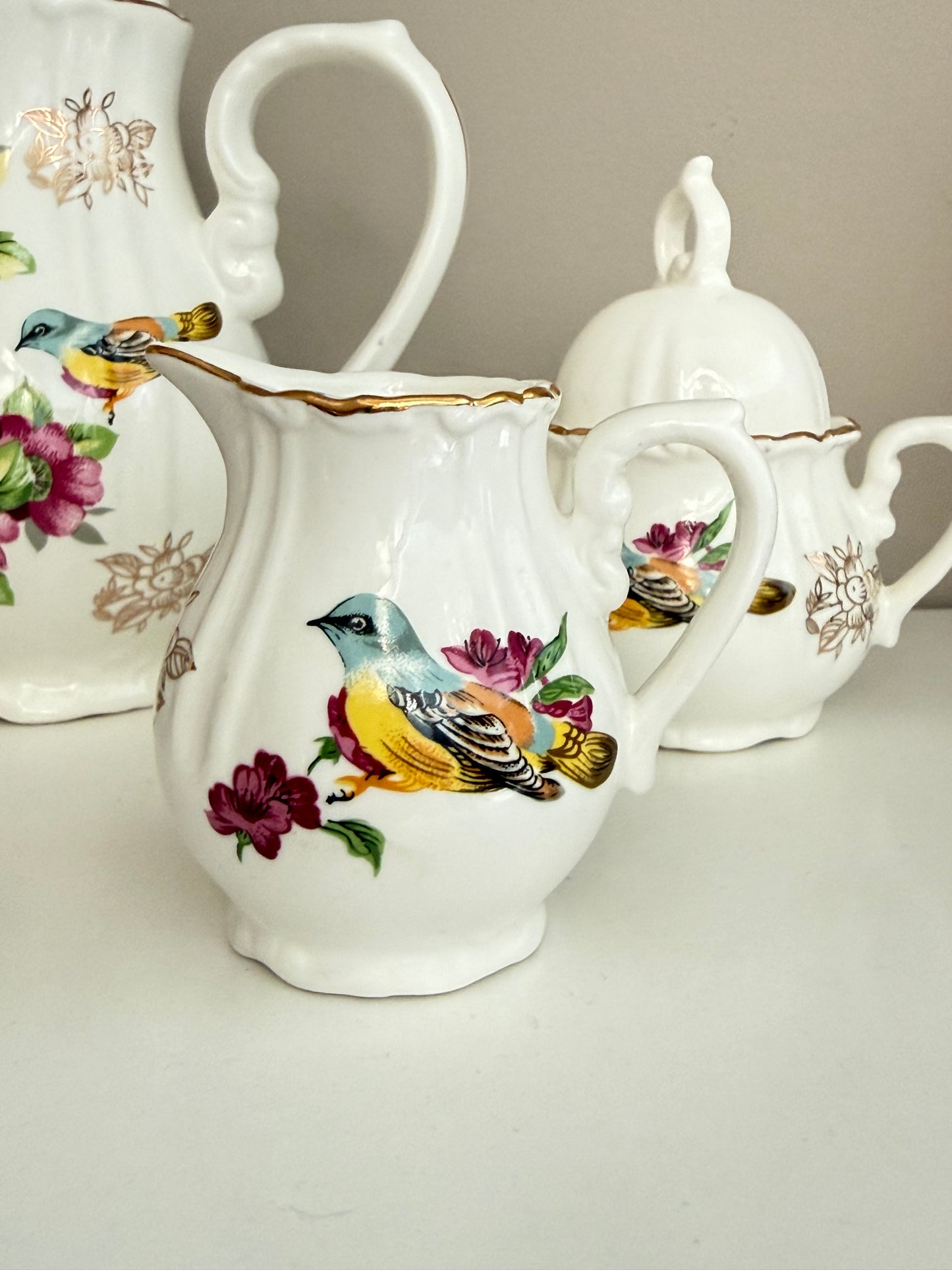 Bird Floral Porcelain 7 Piece  Set