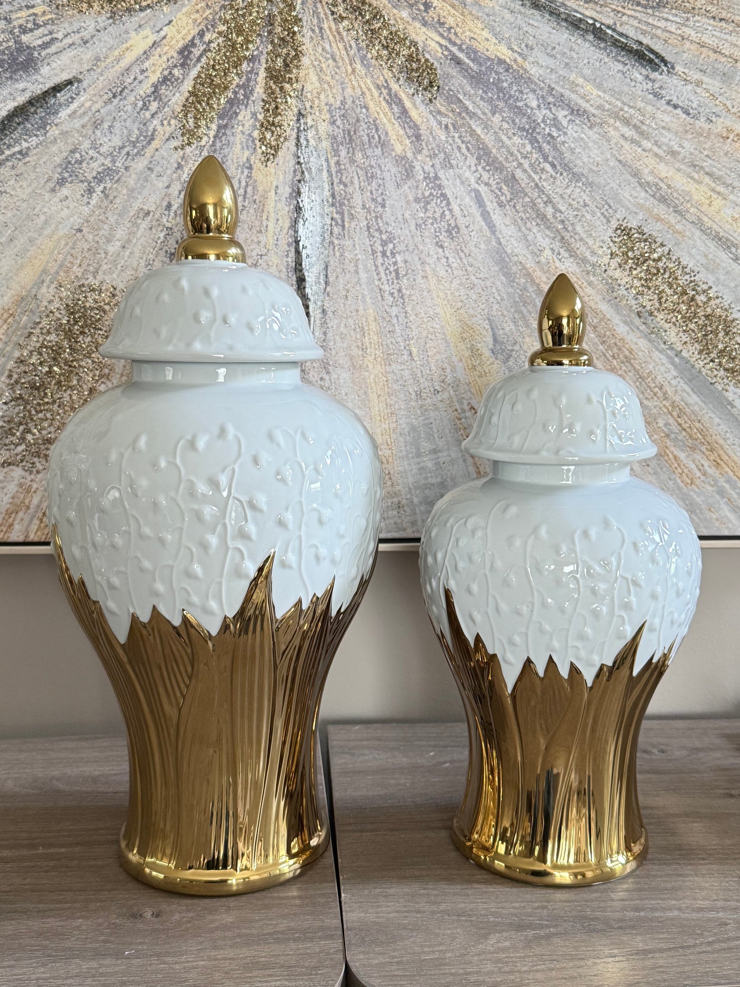 White and Gold Ginger jar Large (2 size available)