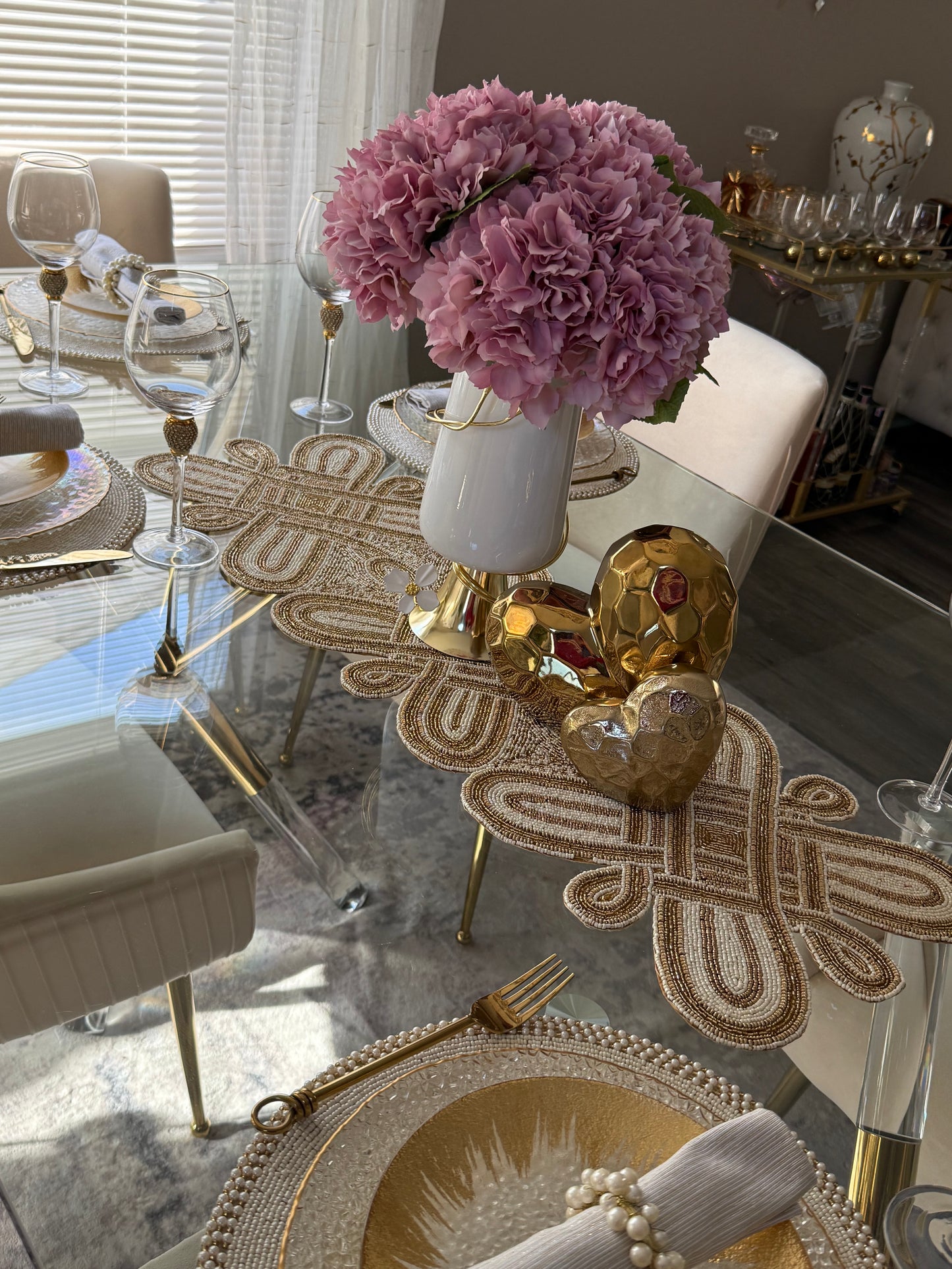 Gold Beaded Table Runner