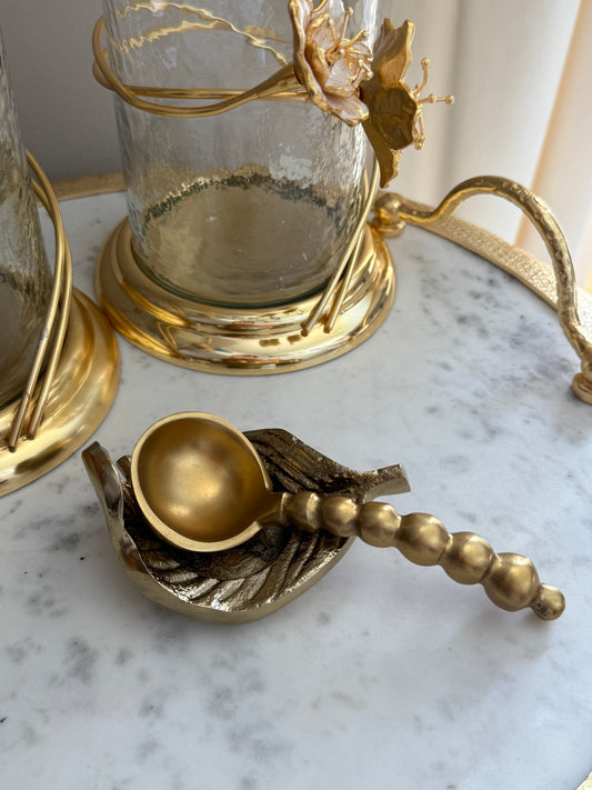 Gold Spoon And Gold Holder Set