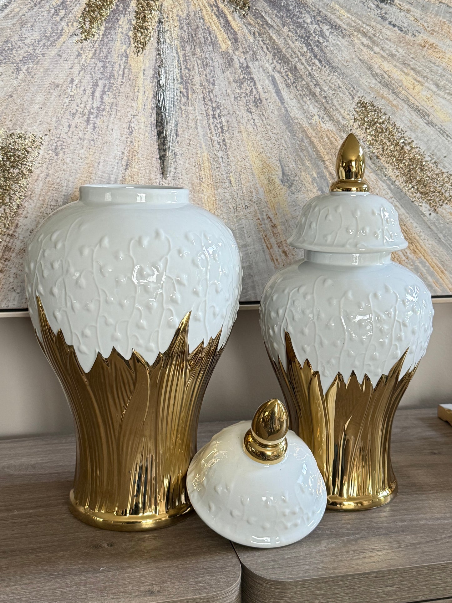 White and Gold Ginger jar Large (2 size available)