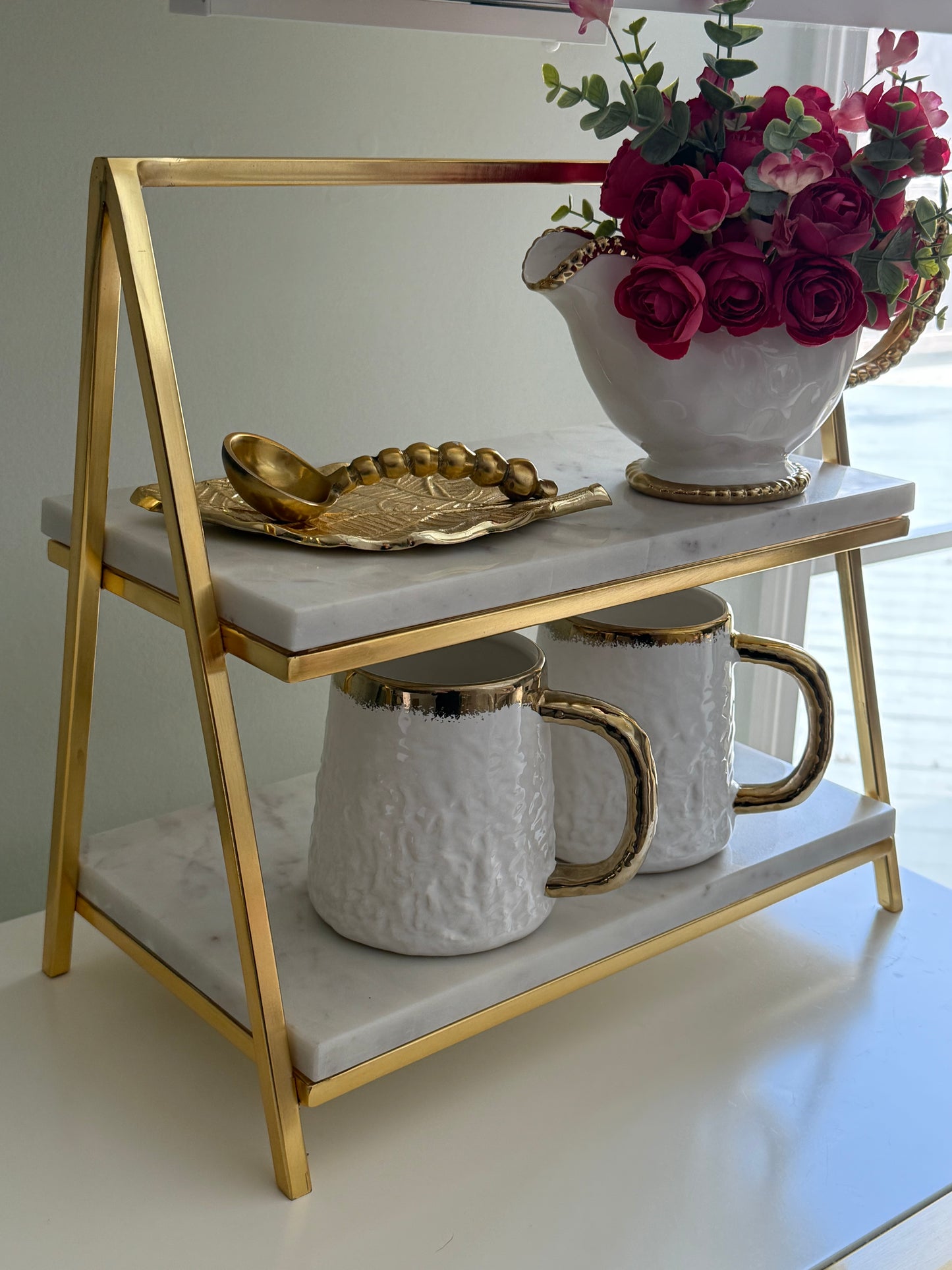 Marble And Gold Two Tier Stand