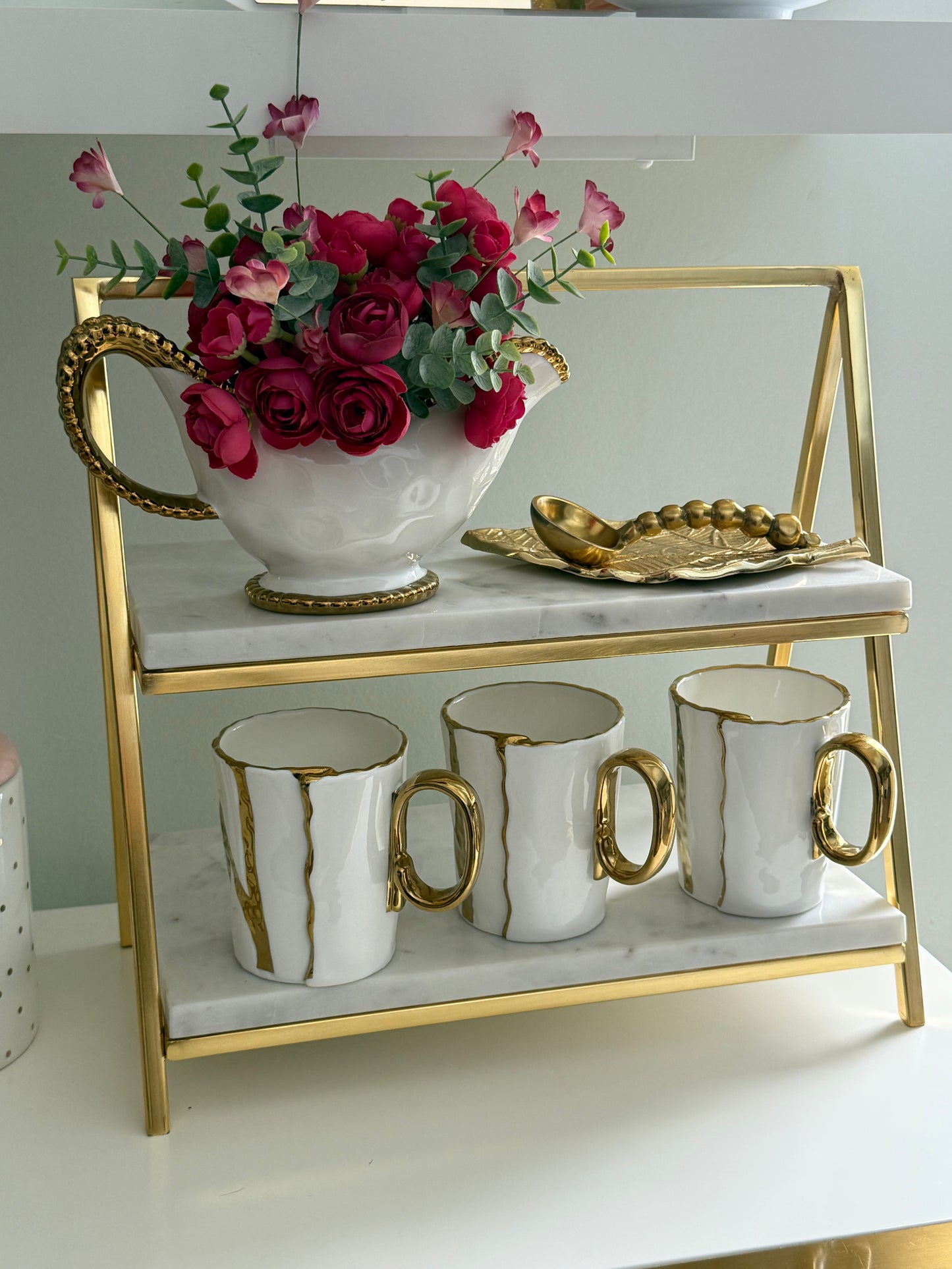 Marble And Gold Two Tier Stand