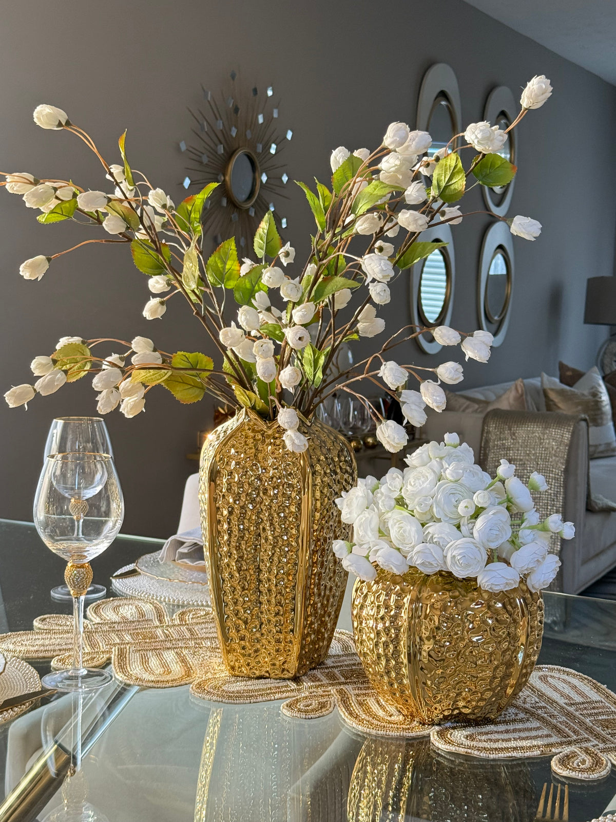 Two size Gold  Elegant vase