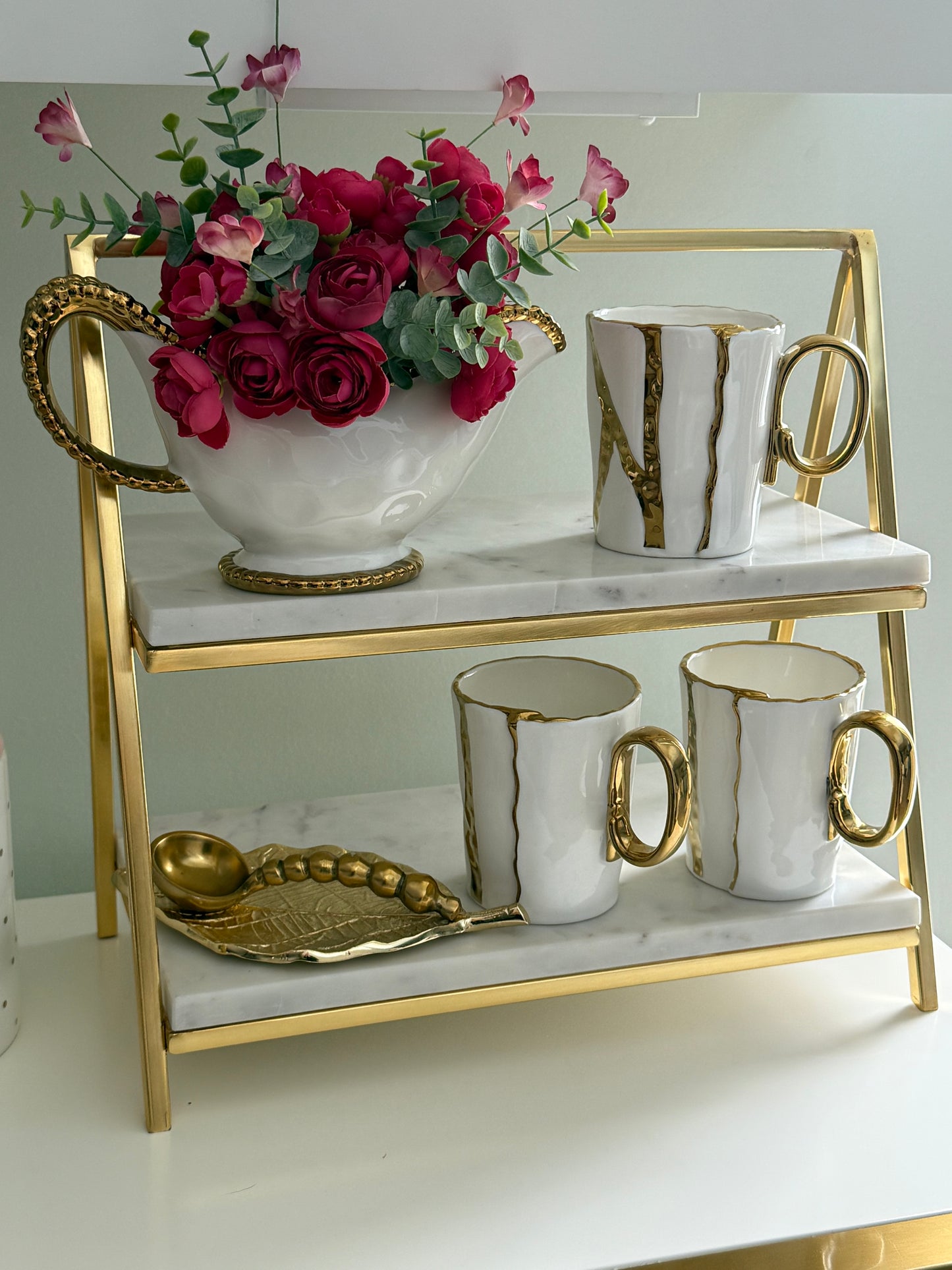 Marble And Gold Two Tier Stand