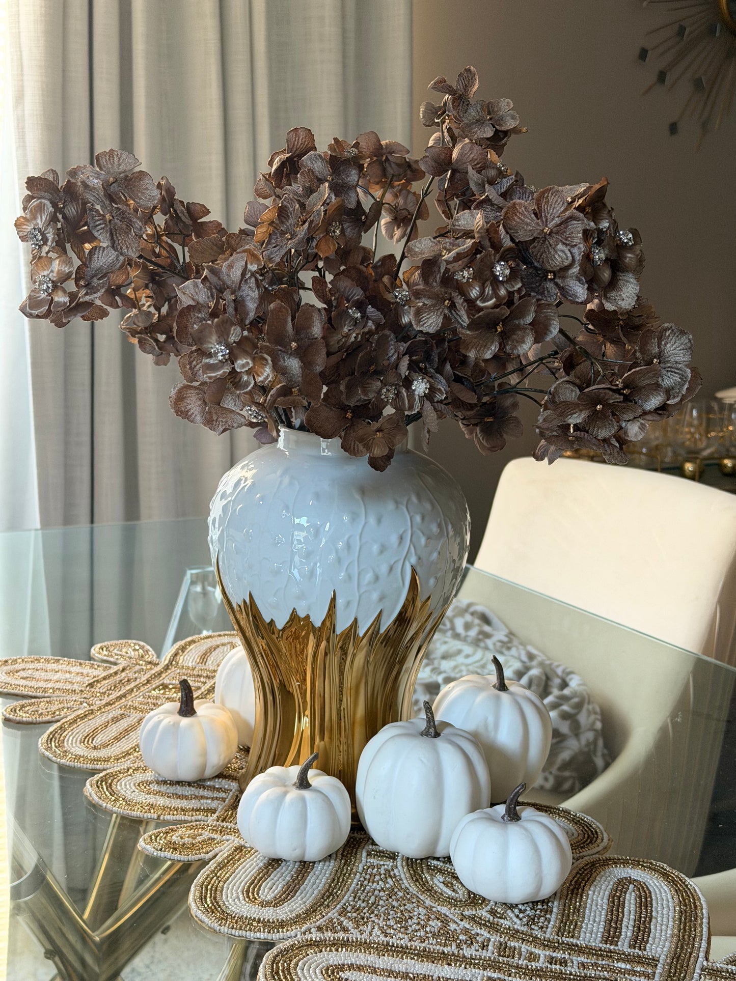 Set Of 3 Hydrangea Brown