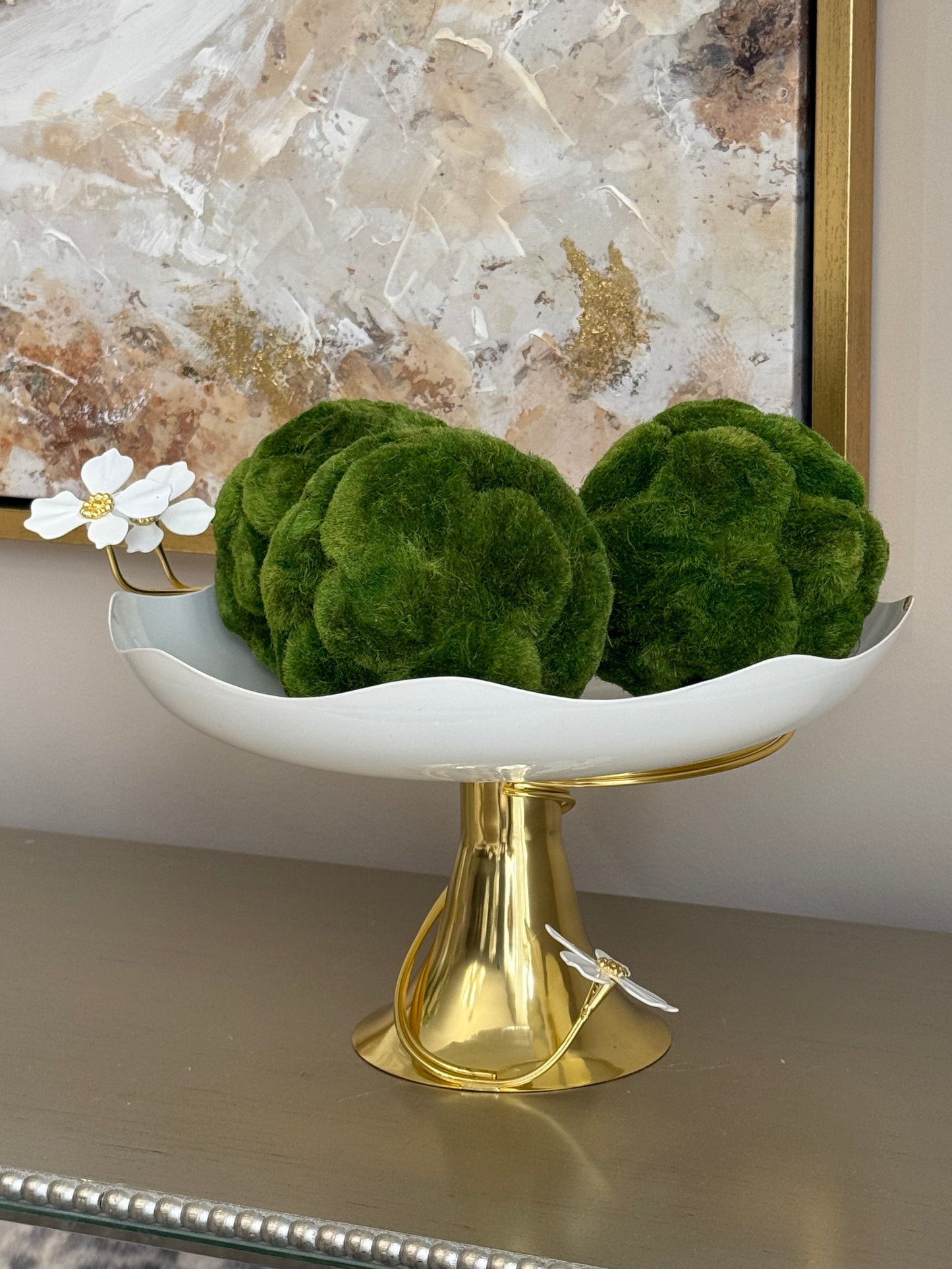 White Bowl Enamel Coating And brass Base.