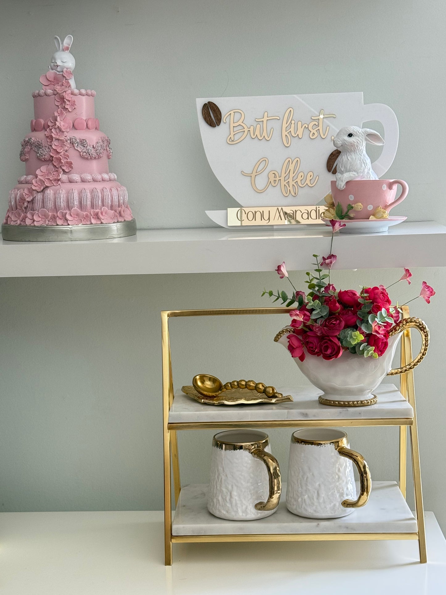 Marble And Gold Two Tier Stand