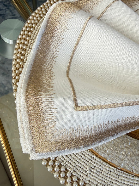 Set Of 4 Embroidery Detail Napkins.
