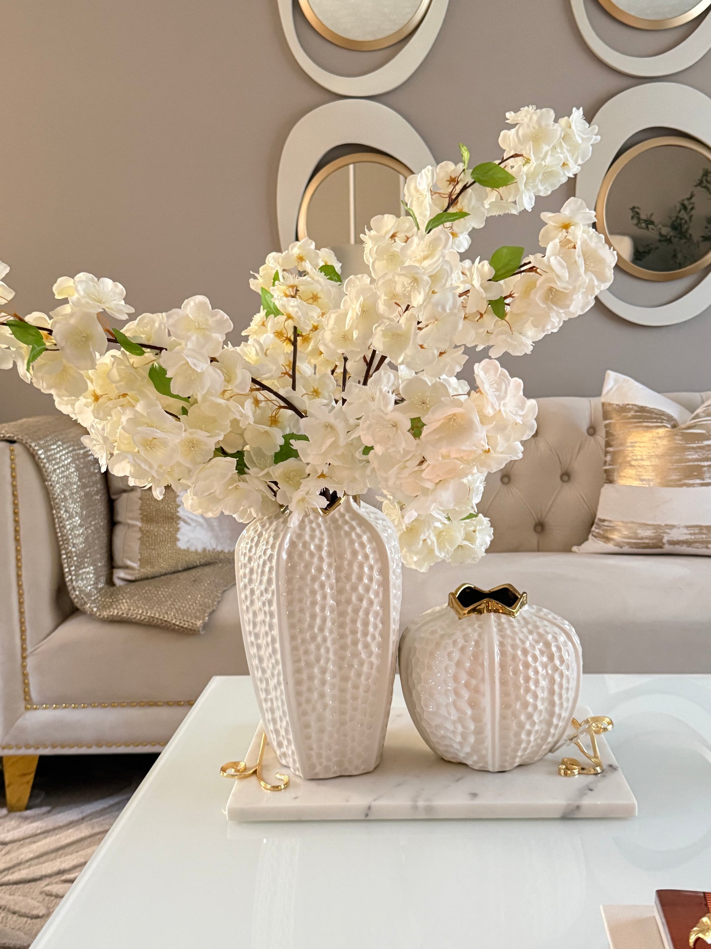 Two size White Elegant vase
