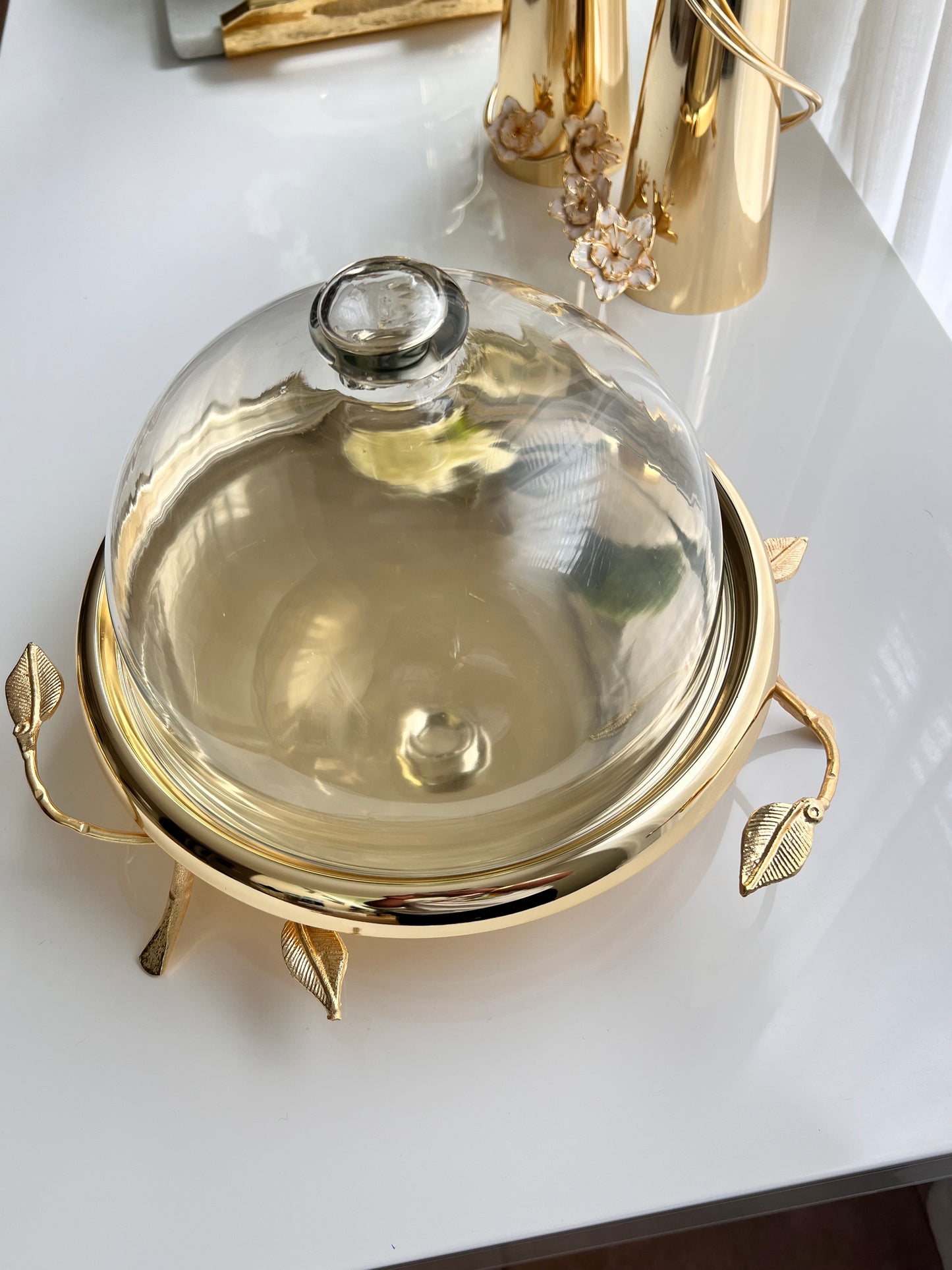 Cake Plate Gold Leaf Detailed