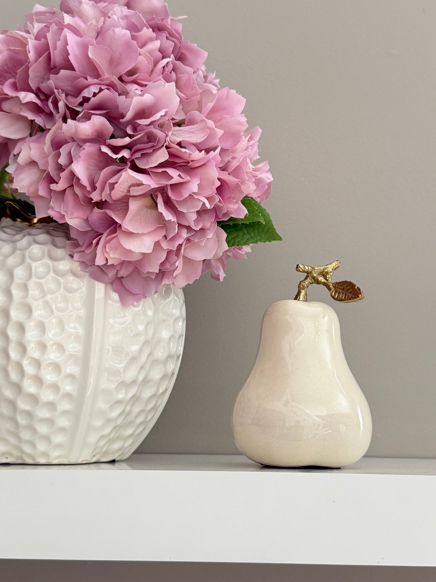 porcelain Pear With  Gold Leaf Design