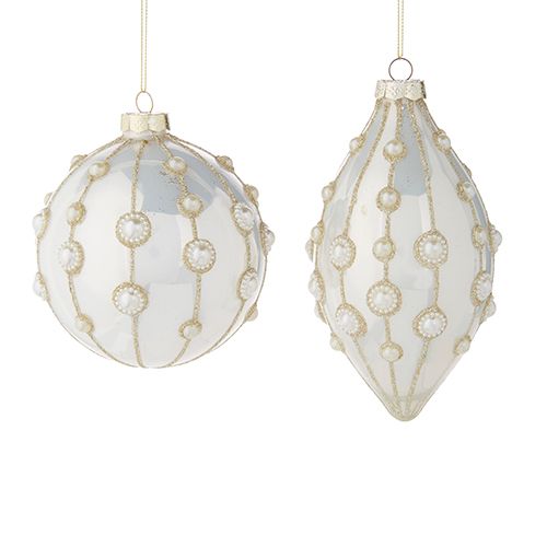 Set of Two Pearl Ornaments(two sphere shapes)