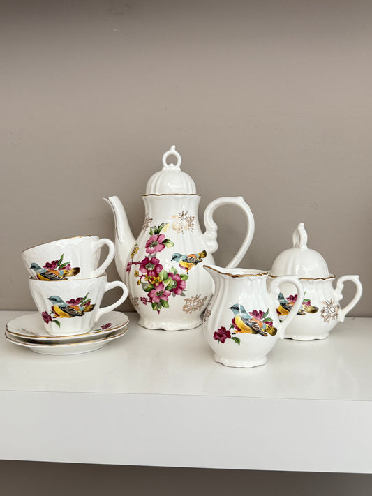 Bird Floral Porcelain 7 Piece  Set