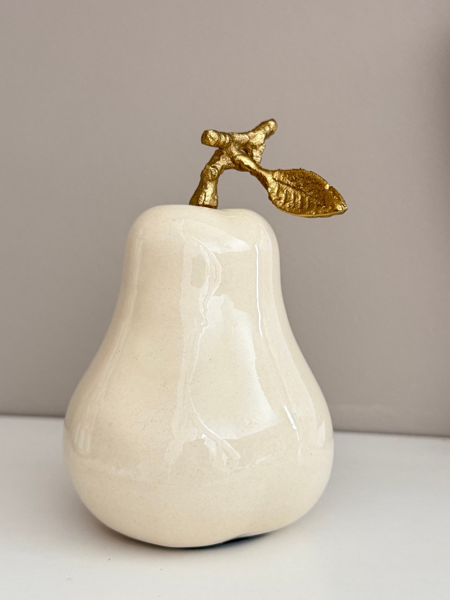 porcelain Pear With  Gold Leaf Design
